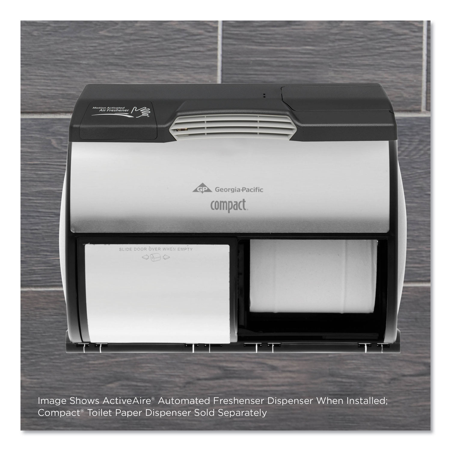  Georgia Pacific Professional 56765 ActiveAire Automated Freshener Dispenser for Compact Bath Tissue Dispenser, 10.63 x 2.88 x 3.75, Black (GPC56765) 