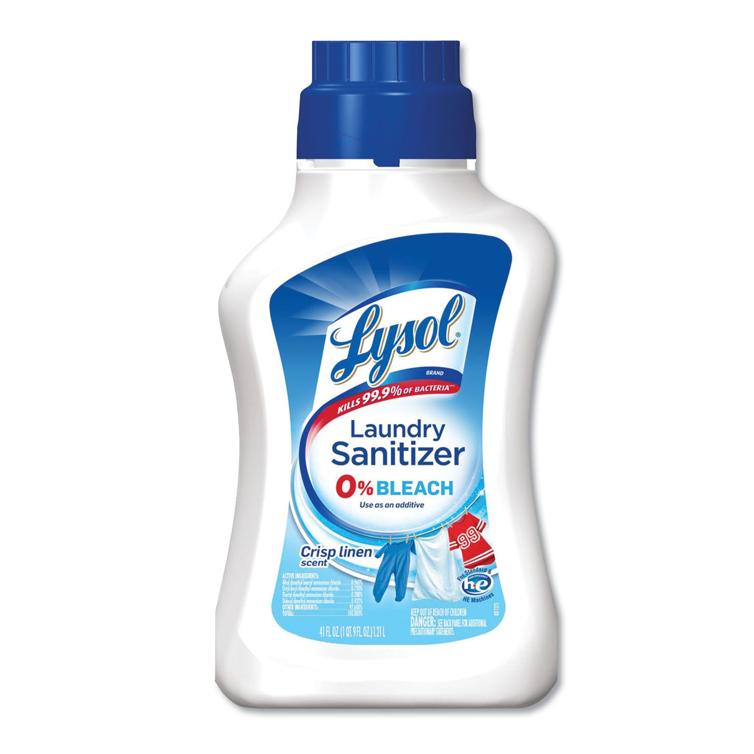 Laundry Sanitizer, Liquid, Crisp Linen, 41 oz, 6/Carton