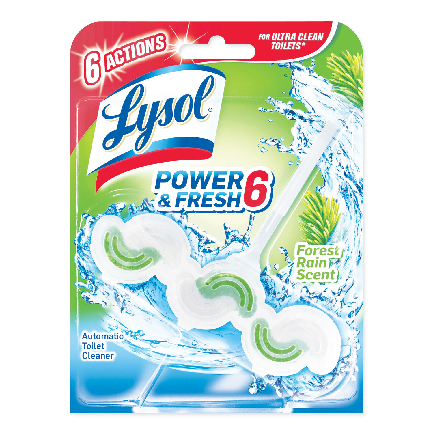  LYSOL Brand 19200-96083 Power & Fresh 6 Automatic Toilet Bowl Cleaner, Forest Rain, 1.37 oz Clip-on (RAC96083EA) 
