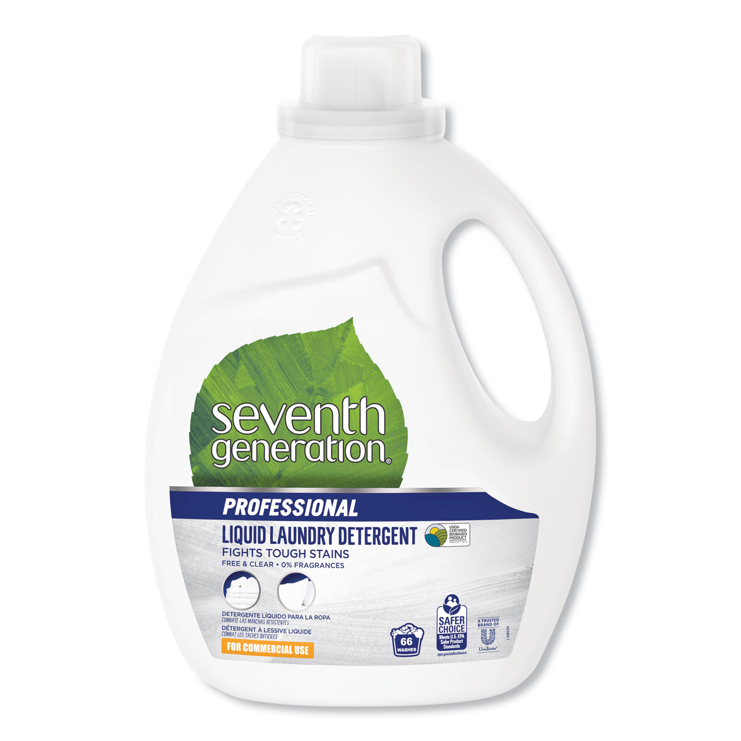  Seventh Generation Professional 44724 Liquid Laundry Detergent, Free and Clear, 66 loads, 100oz Bottle, 4/Carton (SEV44724) 
