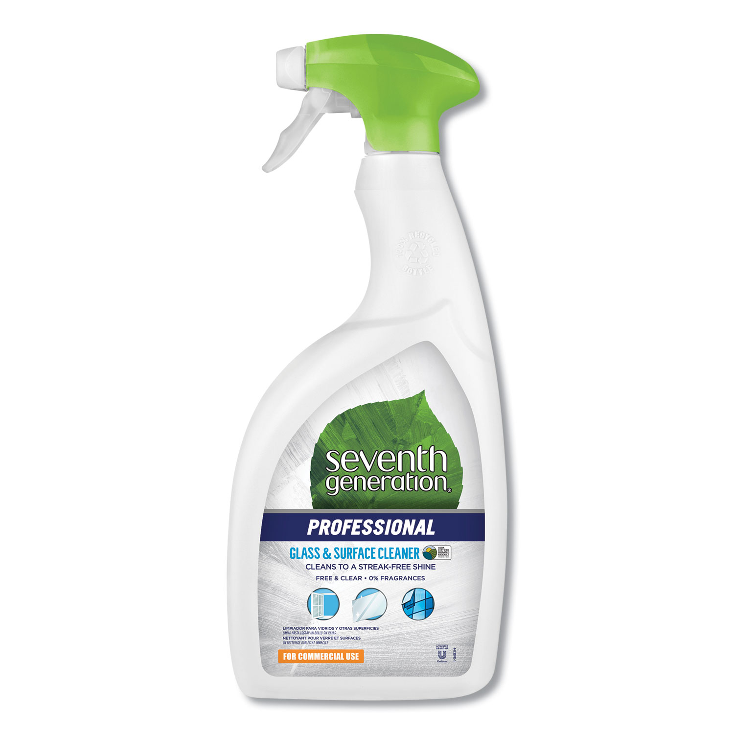  Seventh Generation Professional 44730 Glass and Surface Cleaner, Free and Clear, 32 oz Spray Bottle, 8/Carton (SEV44730CT) 