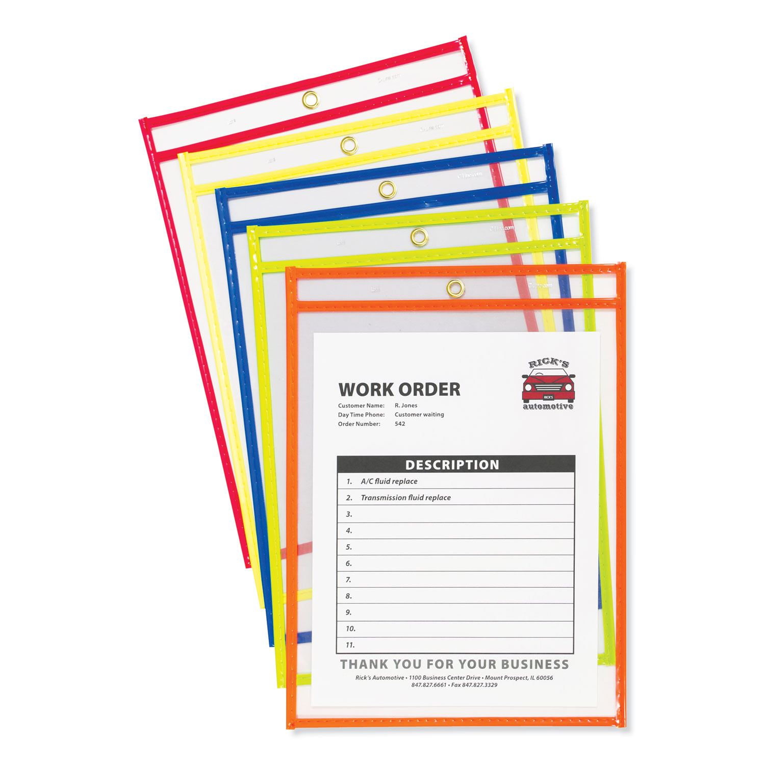  C-Line 43920 Stitched Shop Ticket Holders, Neon, Assorted 5 Colors, 75, 9 x 12, 10/Pack (CLI43920) 
