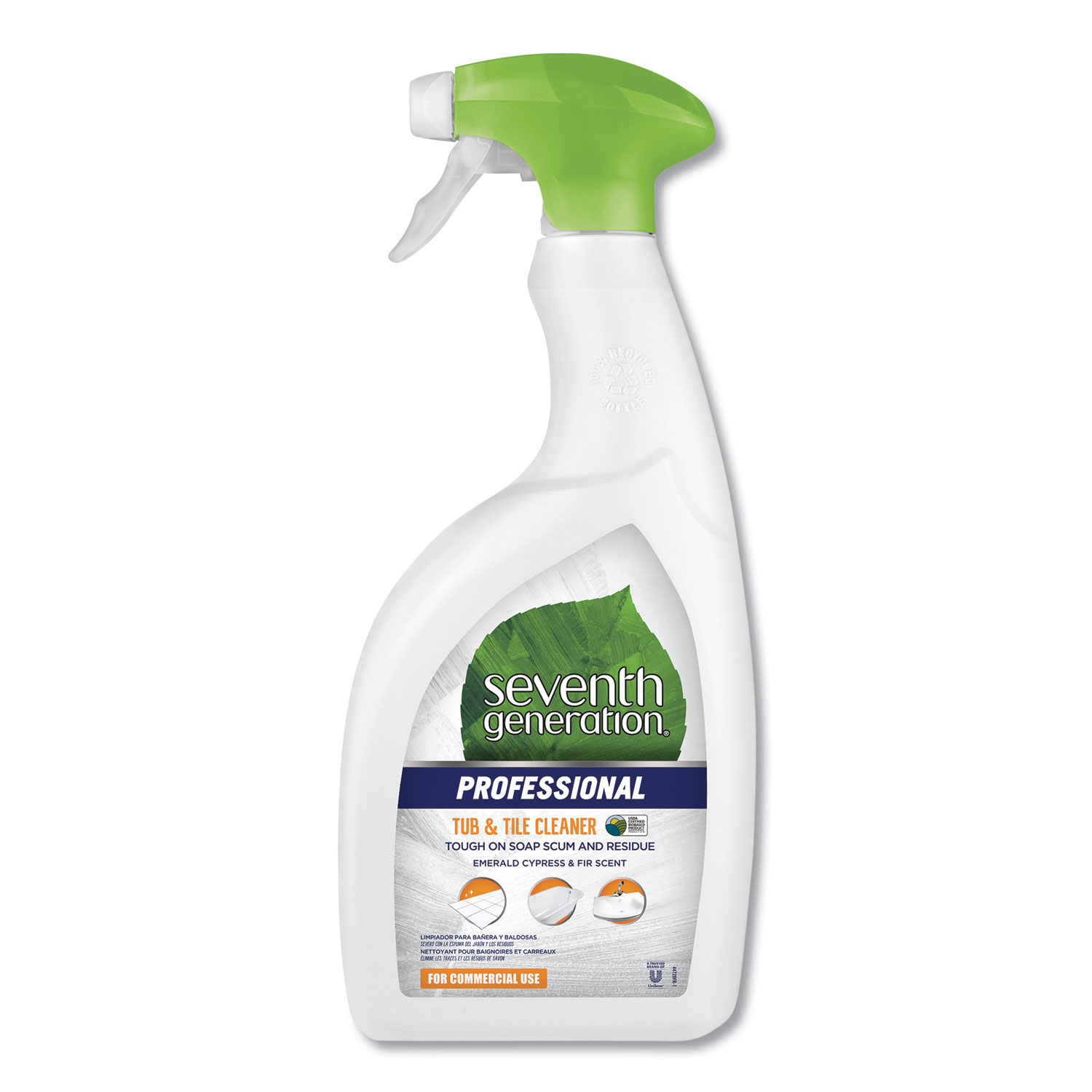  Seventh Generation Professional 44728 Tub and Tile Cleaner, Emerald Cypress and Fir, 32 oz Spray Bottle, 8/Carton (SEV44728CT) 