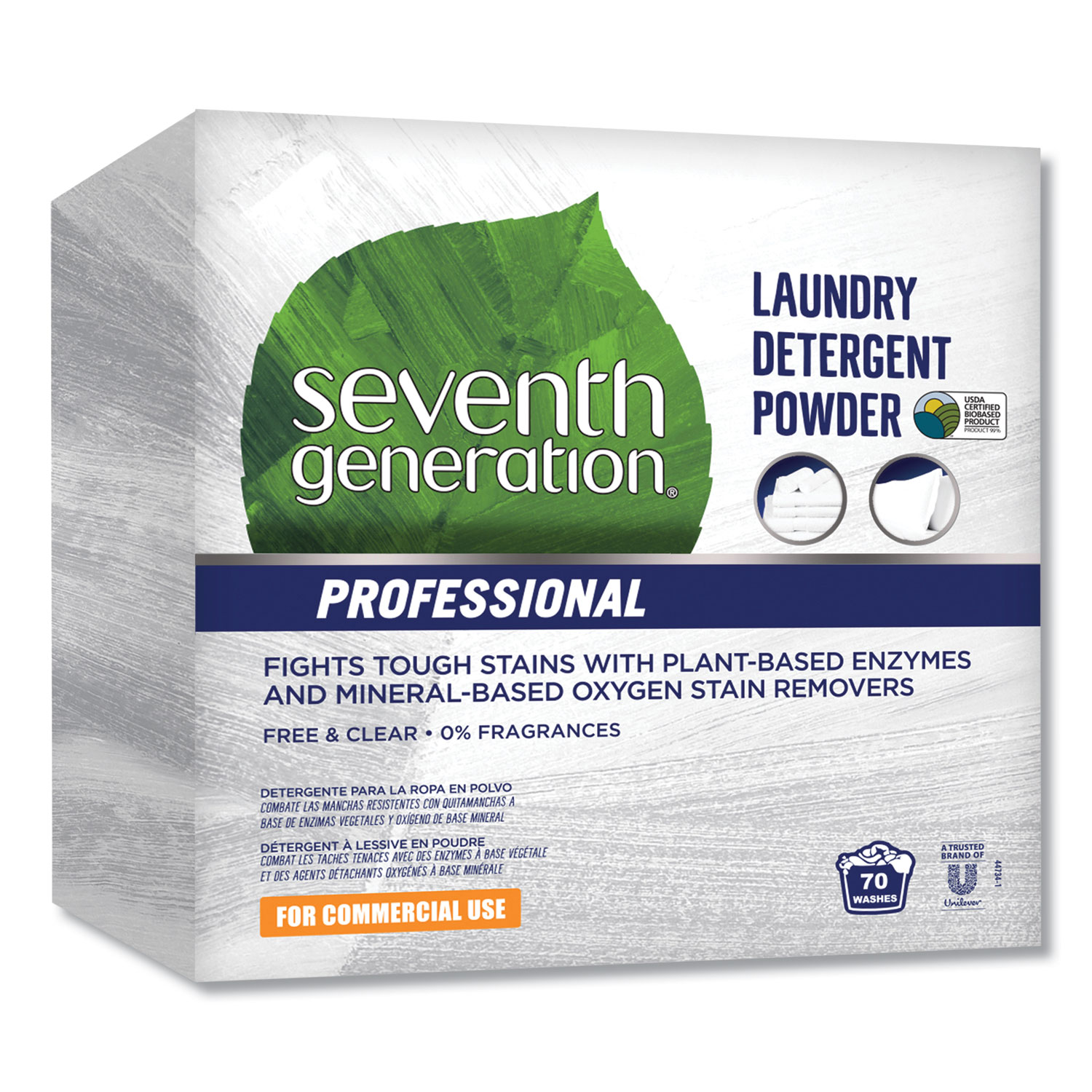  Seventh Generation Professional 44734 Powder Laundry Detergent, Free and Clear, 70 Loads, 112 oz Box, 4/Carton (SEV44734) 