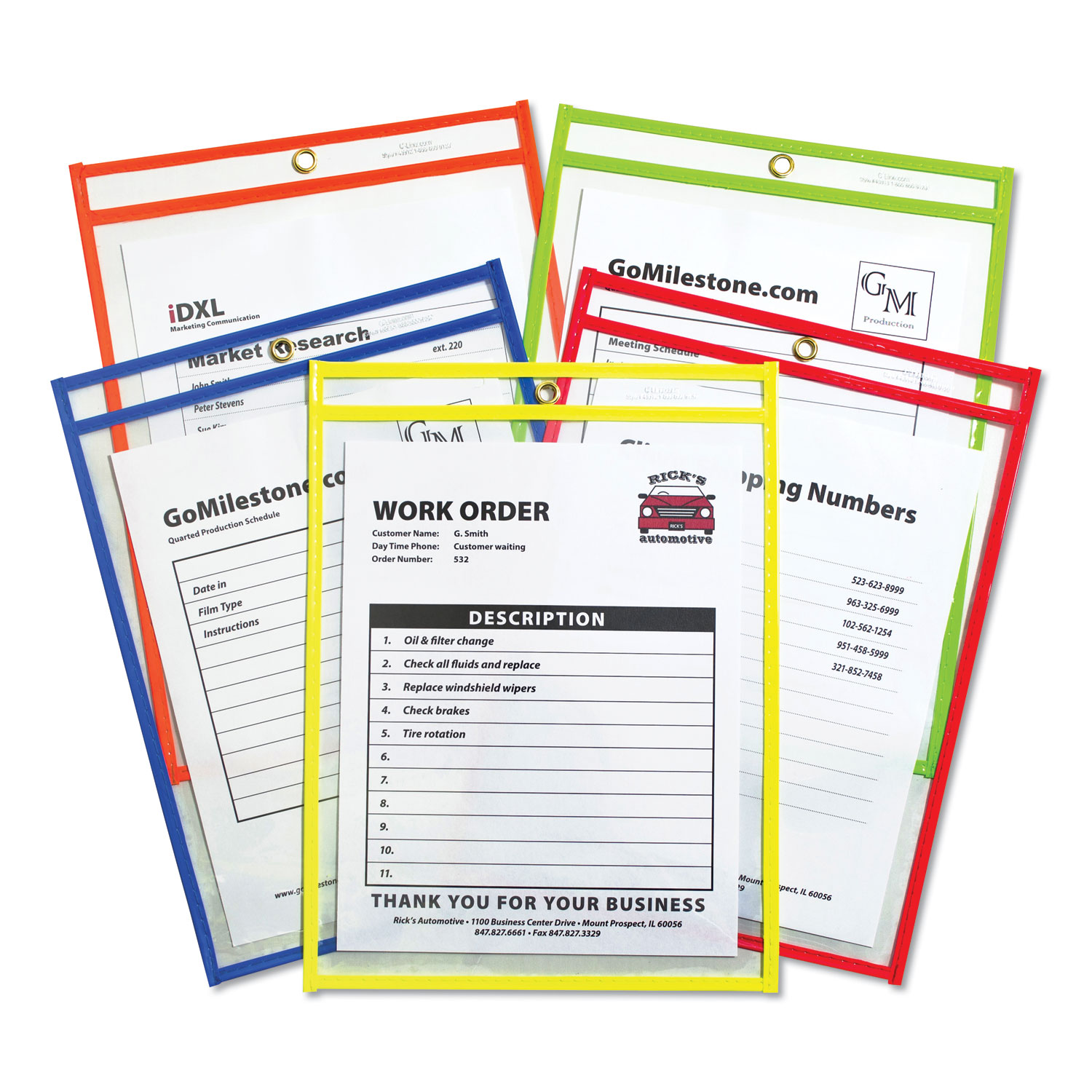 C-Line 43910 Stitched Shop Ticket Holders, Neon, Assorted 5 Colors, 75, 9 x 12, 25/BX (CLI43910) 