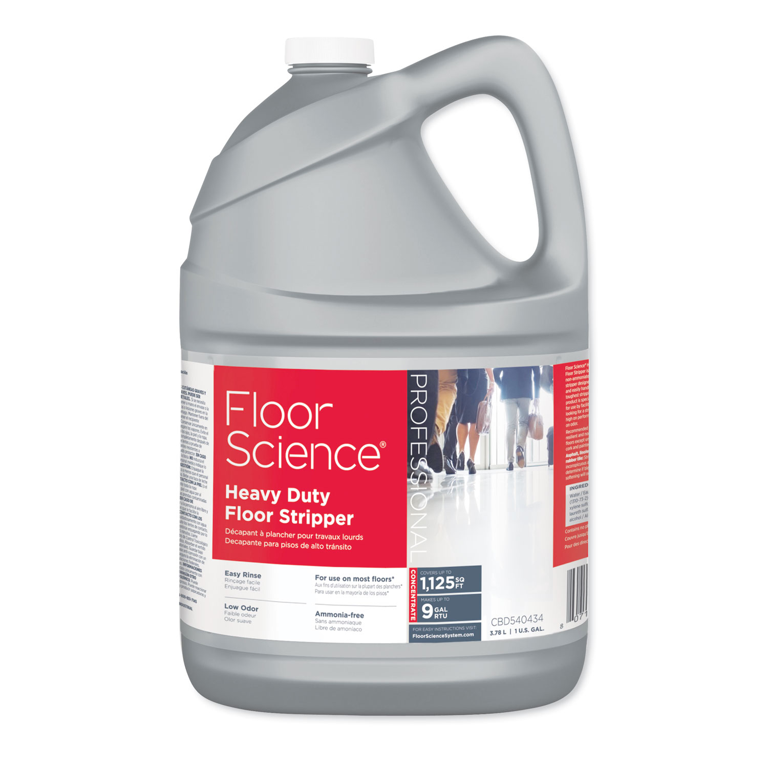  Diversey CBD540434 Floor Science Heavy Duty Floor Stripper, Liquid, 1 gal Bottle, 4/Carton (DVOCBD540434) 