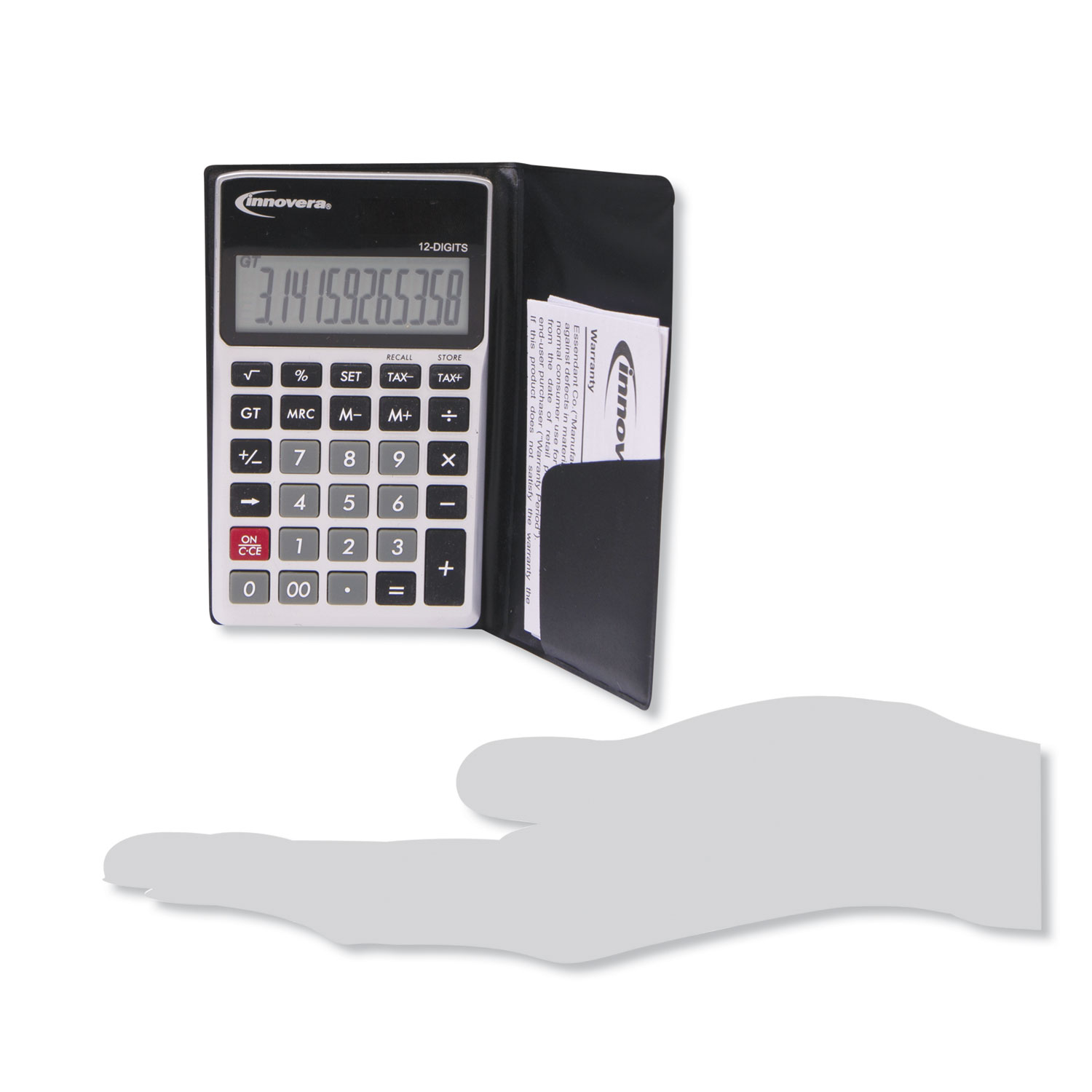 15922 Pocket Calculator, Dual Power, 12-Digit LCD Display