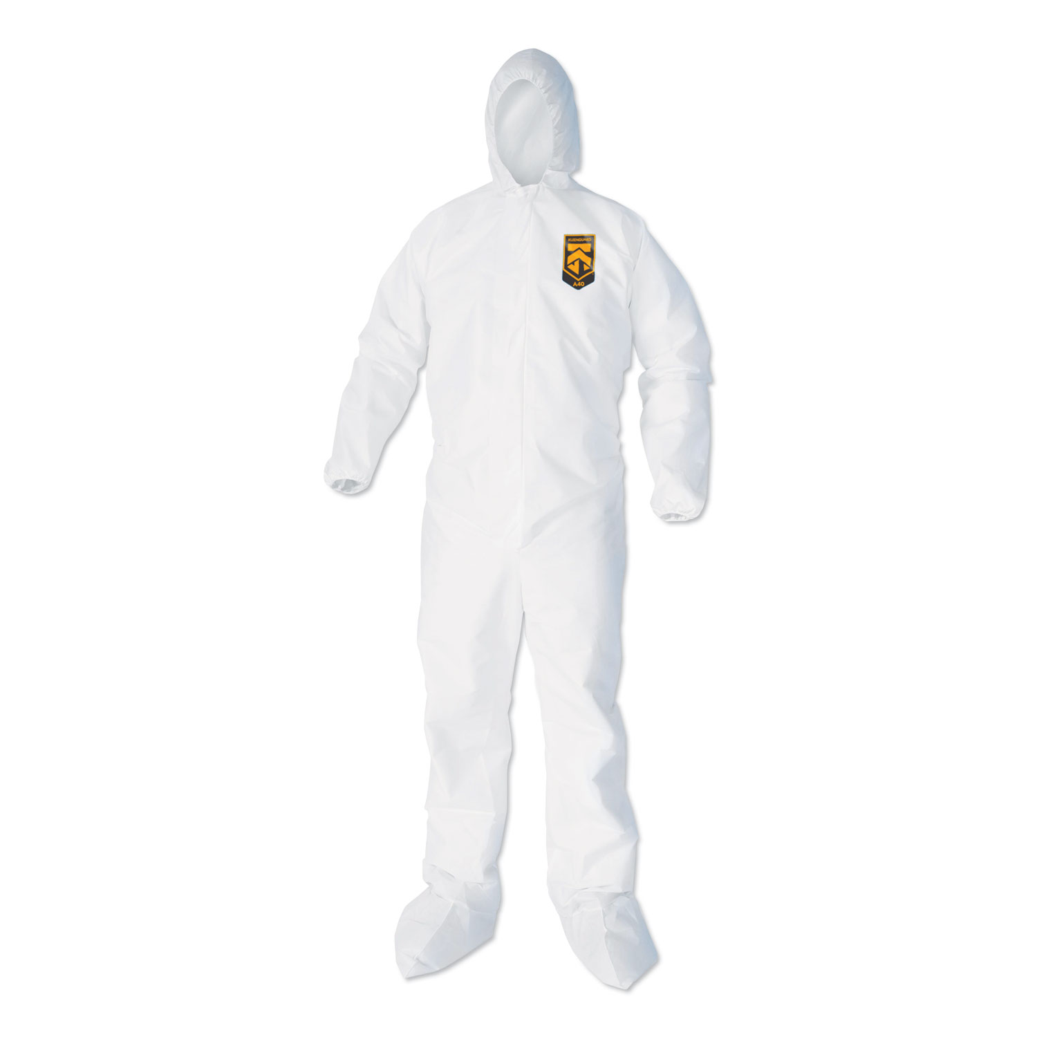 A45 Prep and Paint Coveralls, Zipper Front, Hood and Boots, Elastic Wrists and Ankles, White, Large, 25/Carton