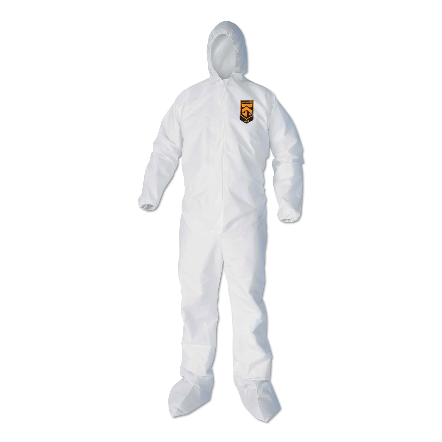  KleenGuard KCC 44335 A40 Elastic-Cuff, Ankle, Hood & Boot Coveralls, White, 2X-Large, 25/Carton (KCC44335) 