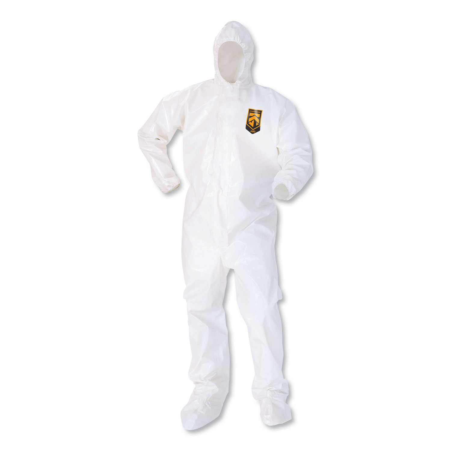A80 Elastic-Cuff Hood and Boot Coveralls, Large, White, 12/Carton