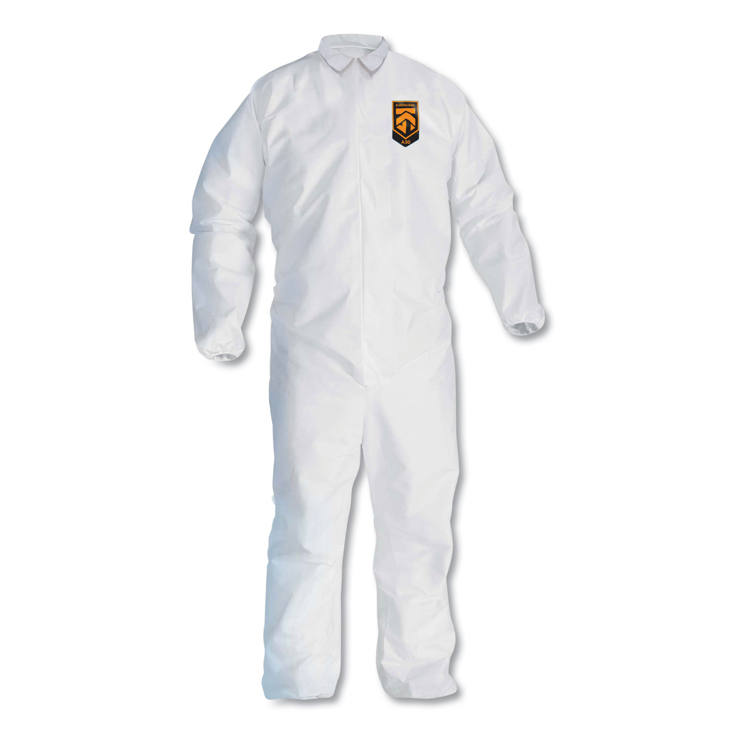 A30 Elastic-Back and Cuff Coveralls, 1" Flap, 4X-Large, White, 25/Carton