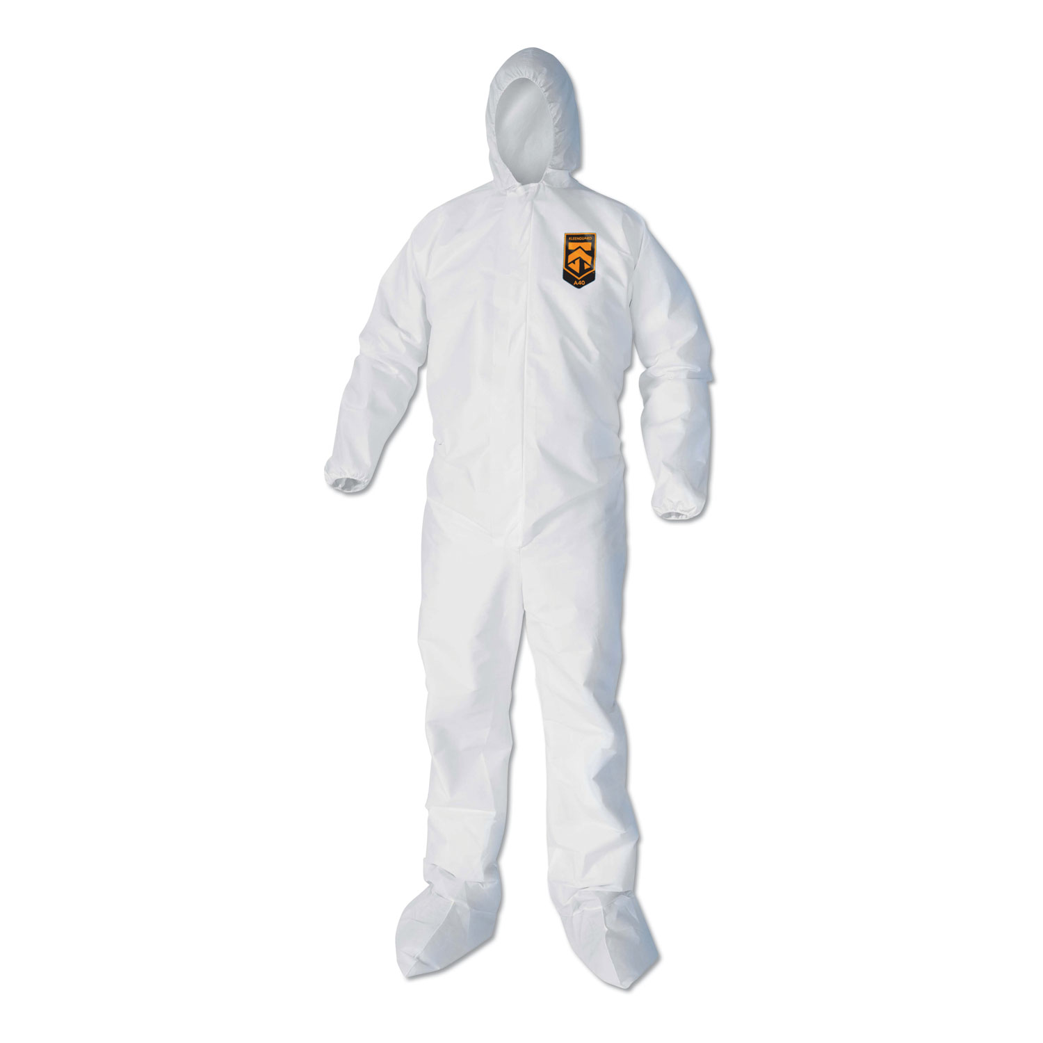  KleenGuard 44334 A40 Elastic-Cuff, Ankle, Hood and Boot Coveralls, X-Large, White, 25/Carton (KCC44334) 