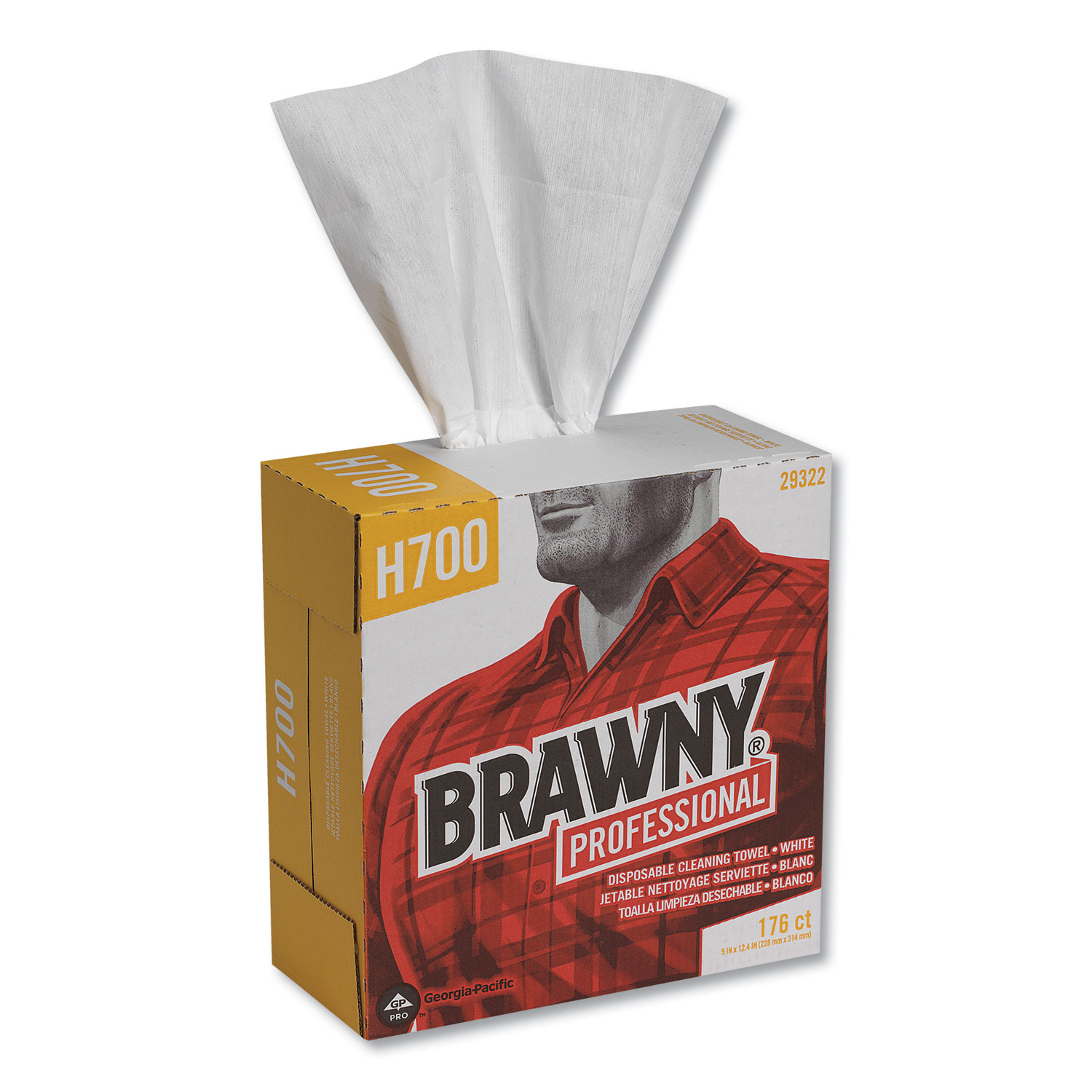  Brawny Industrial 29322 Heavyweight HEF Disposable Shop Towels, 9x12.5, White, 176/Box, 10 Box/Crtn (GPC29322) 