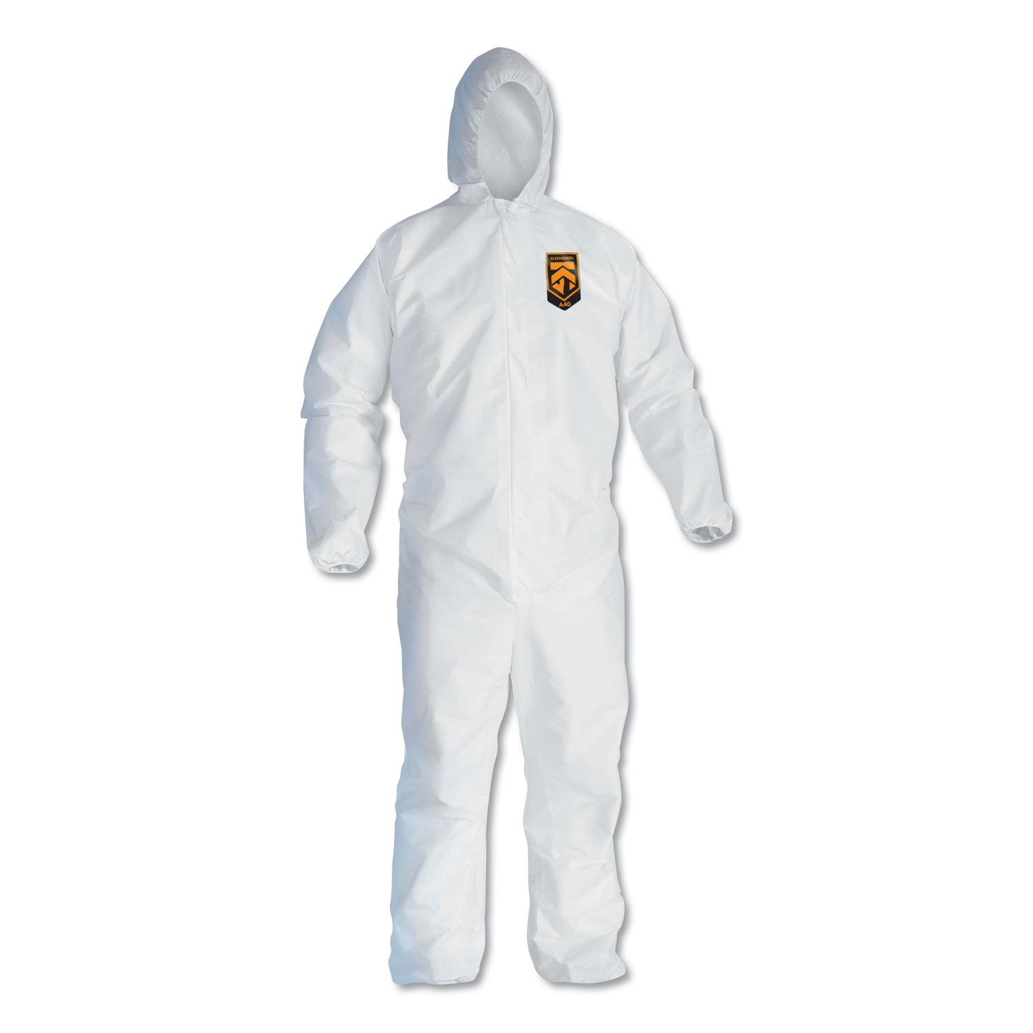  KleenGuard KCC 44323 A40 Elastic-Cuff & Ankle Hooded Coveralls, White, Large, 25/Carton (KCC44323) 