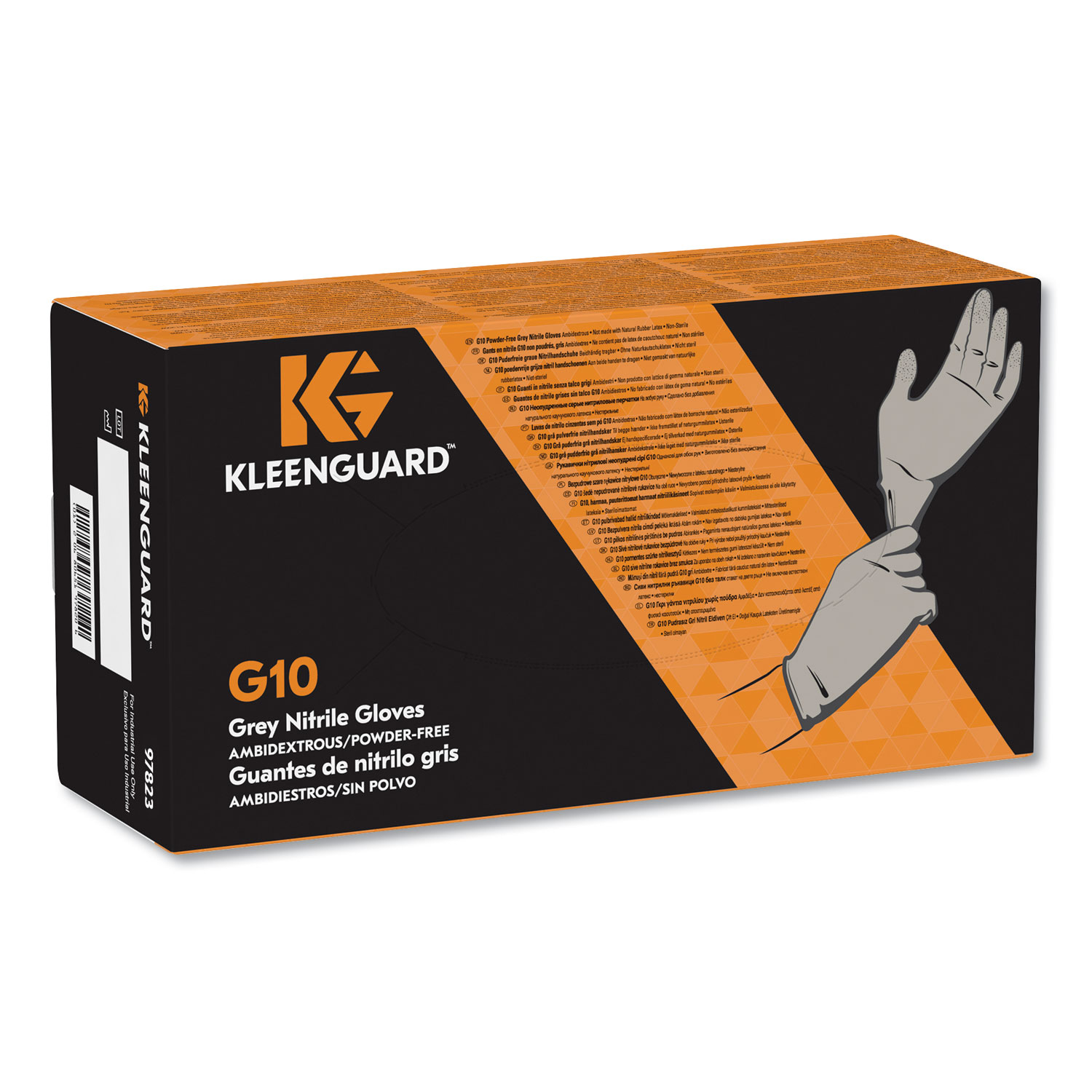 G10 Nitrile Gloves, 250 mm Length, Large, Gray