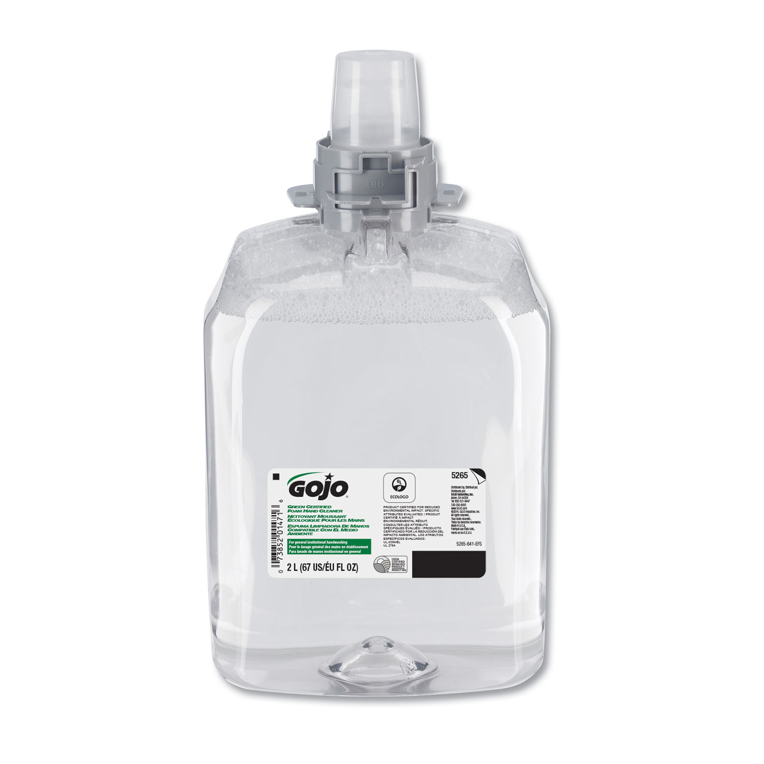 GOJO 5265-02 Green Certified Foam Hand Cleaner, 2000mL Refill, 2/Carton (GOJ526502) 