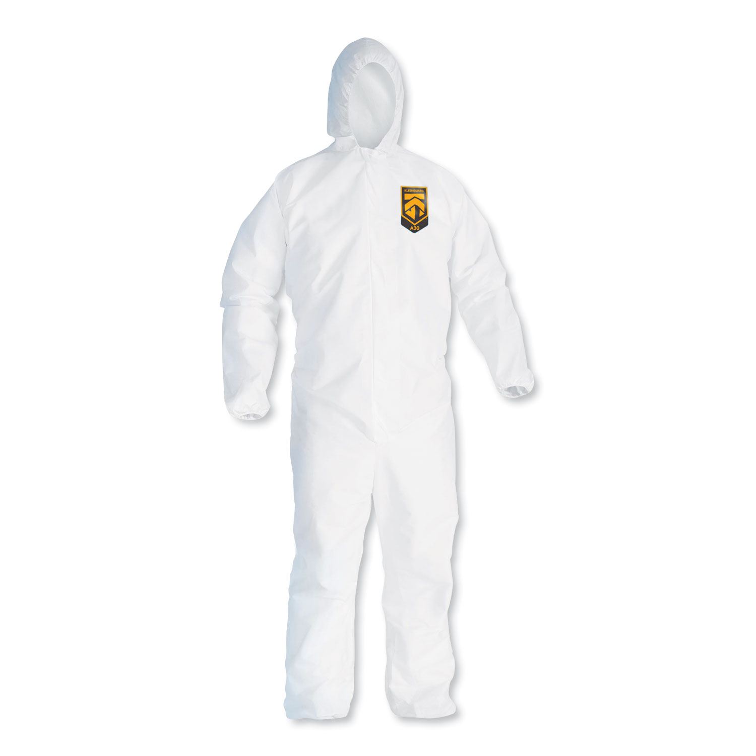 A30 Elastic-Back and Cuff Hooded Coveralls, 1" Flap, 3X-Large, White, 21/Carton