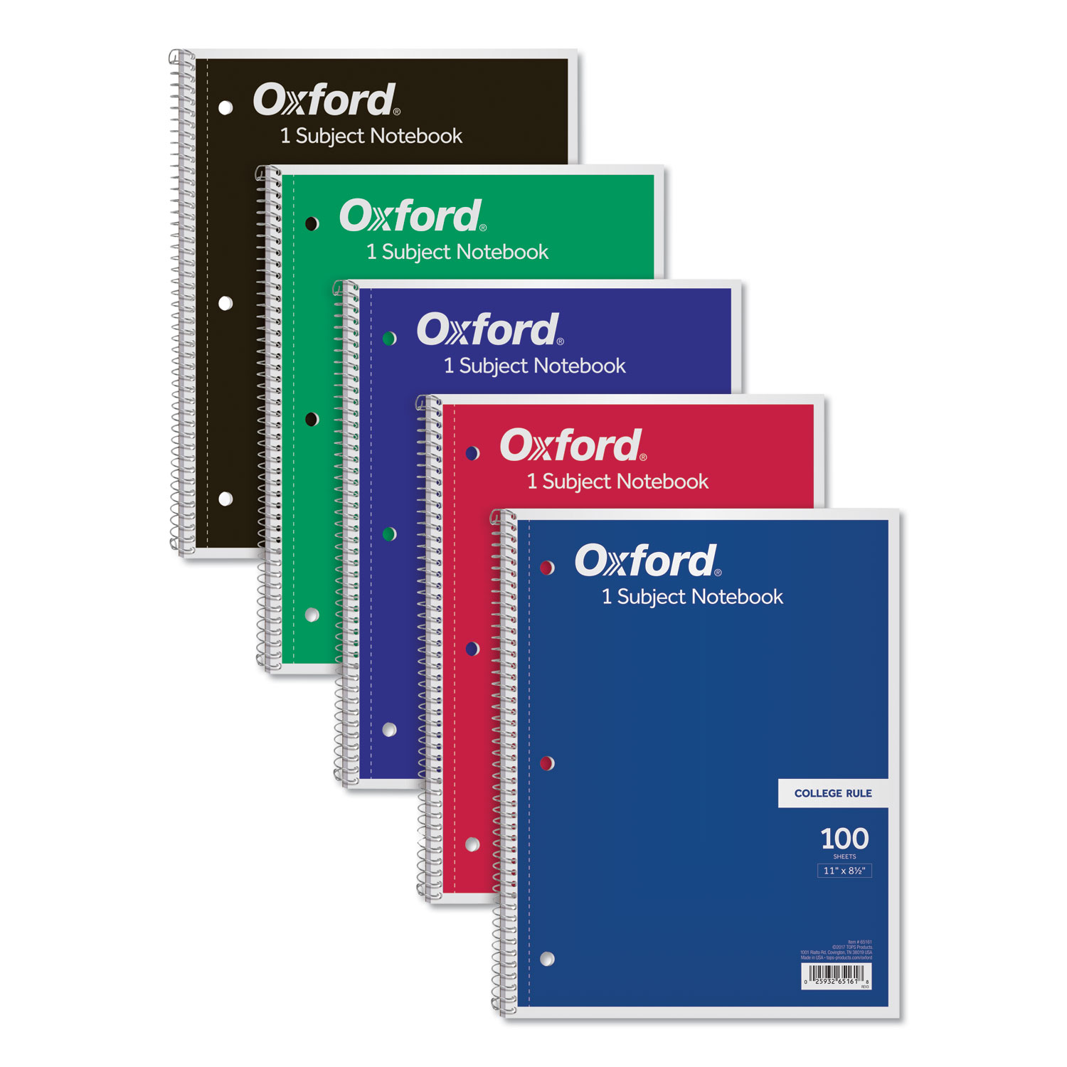 Coil-Lock Wirebound Notebooks, 1 Subject, Medium/College Rule, Assorted Color Covers, 11 x 8.5, 100 Sheets