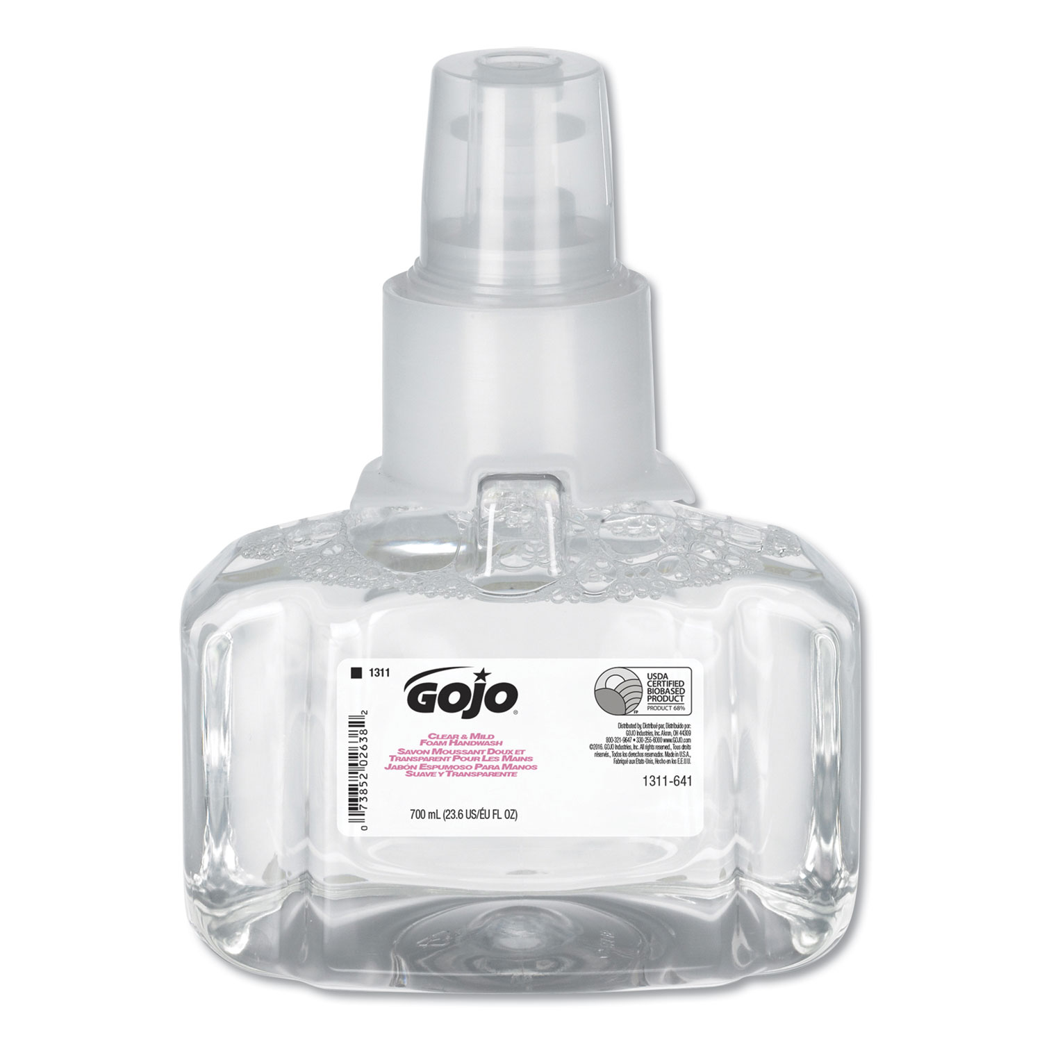  GOJO 1311-03 Clear & Mild Foam Handwash, 700mL Refill, Unscented, 3/Carton (GOJ131103) 