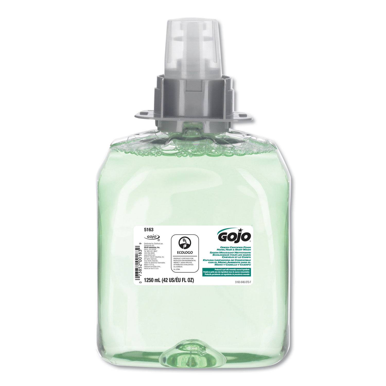  GOJO 5163-03 Luxury Foam Hair & Body Wash, 1250mL Refill, Cucumber Melon Scent, 3/Carton (GOJ516303CT) 