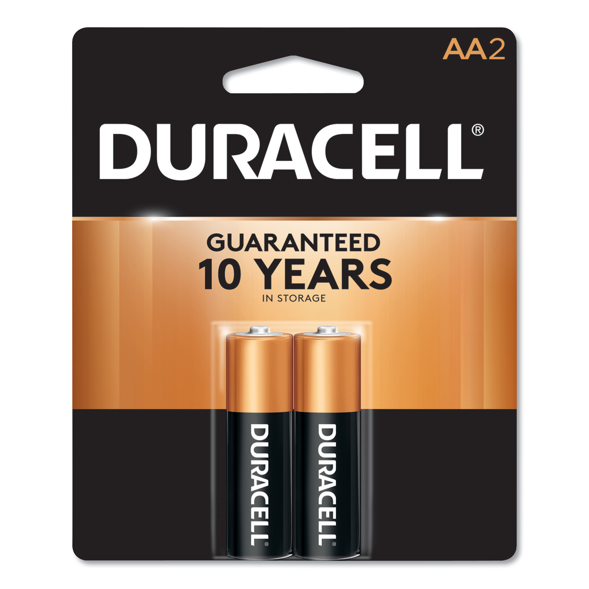  Duracell MN1500B2Z CopperTop Alkaline AA Batteries, 2/Pack (DURMN1500B2Z) 