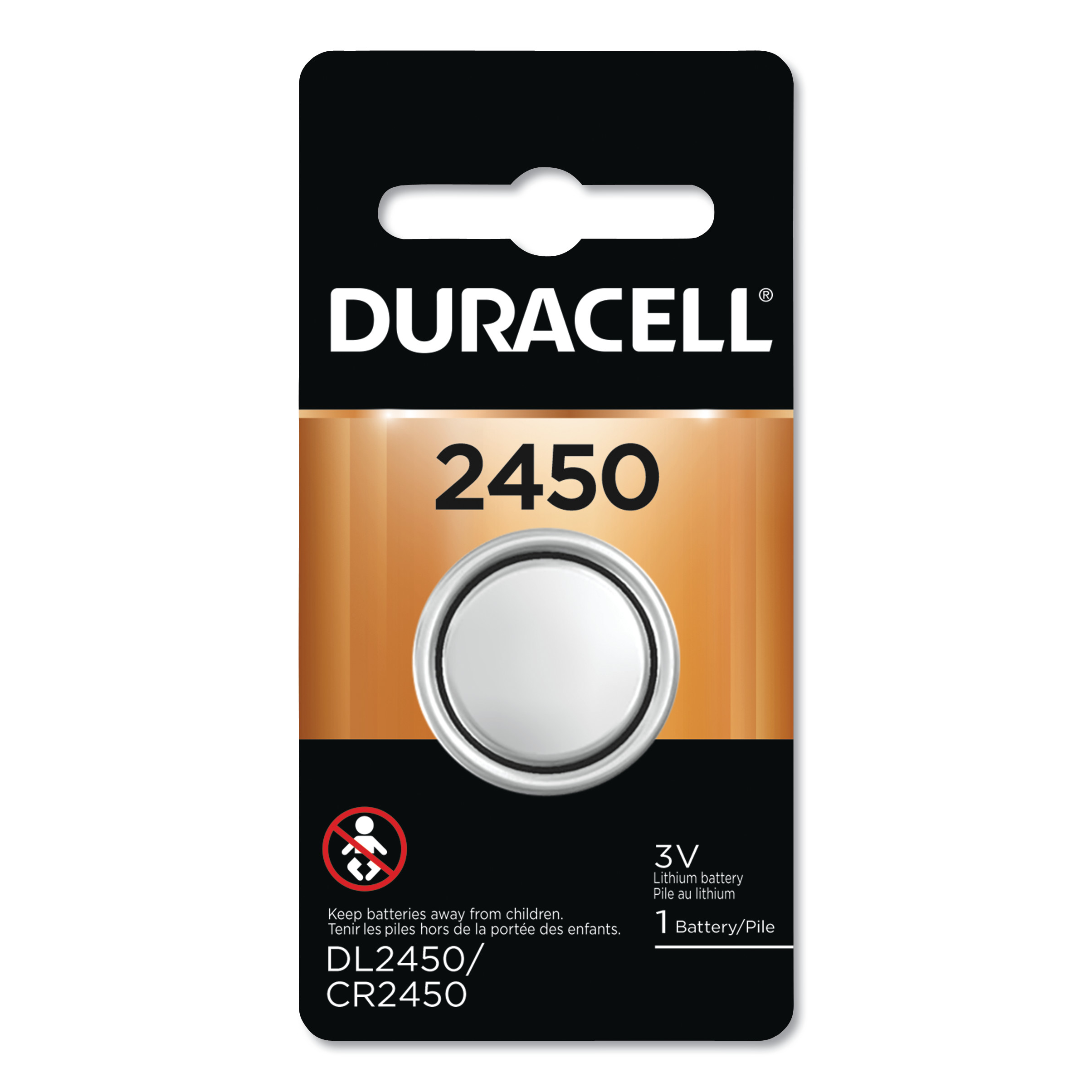  Duracell DL2450BPK Lithium Coin Battery, 2450, 36/Carton (DURDL2450BPK) 