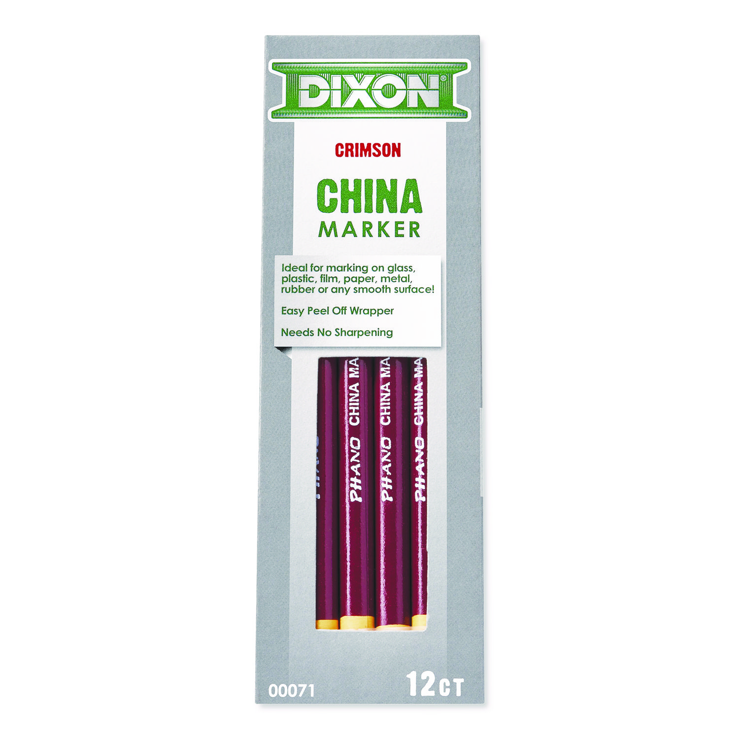 China Marker, 0.3" x 7", Crimson Red, Dozen