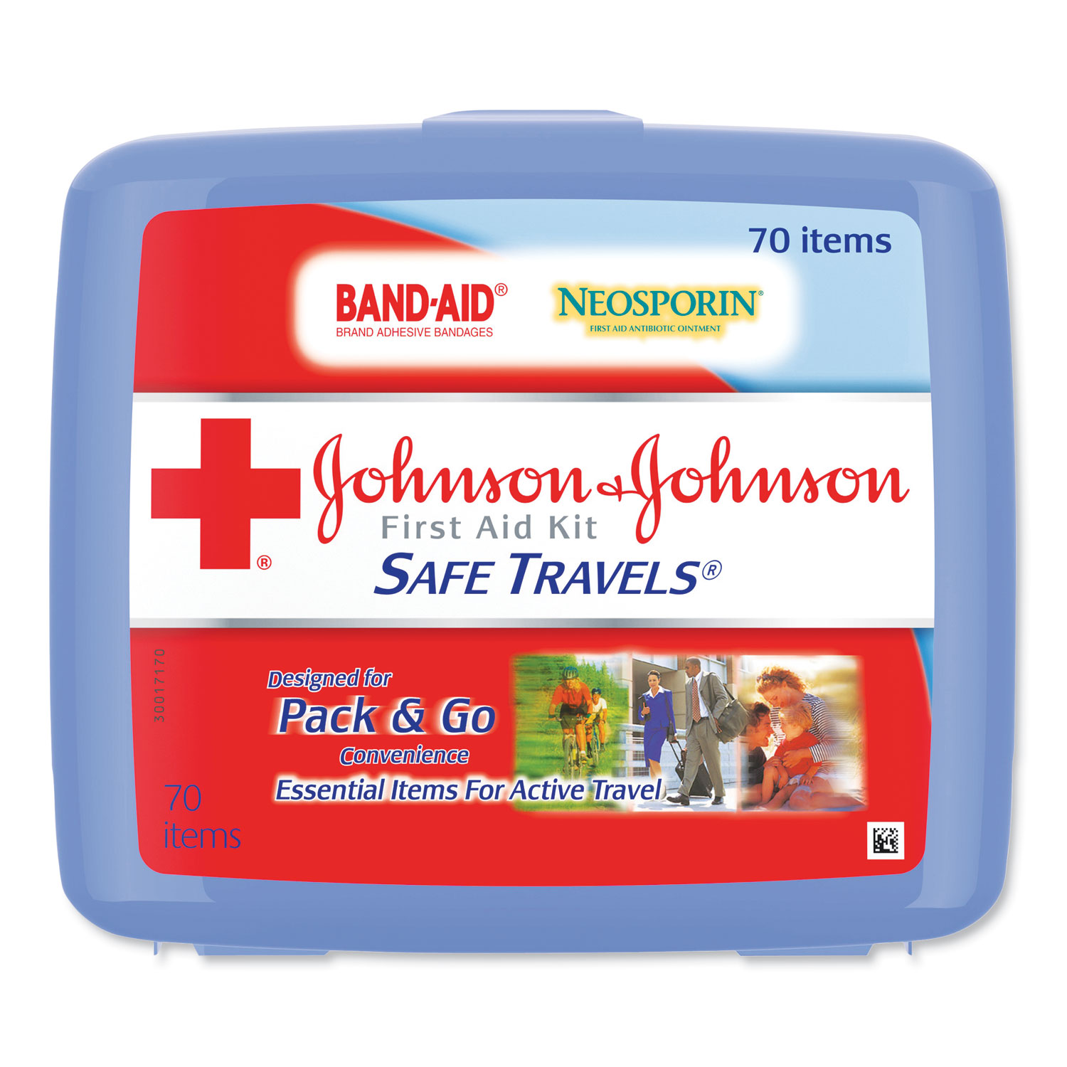  Johnson & Johnson Red Cross 8274 Portable Travel First Aid Kit, 70-Pieces, Plastic Case (JOJ8274) 