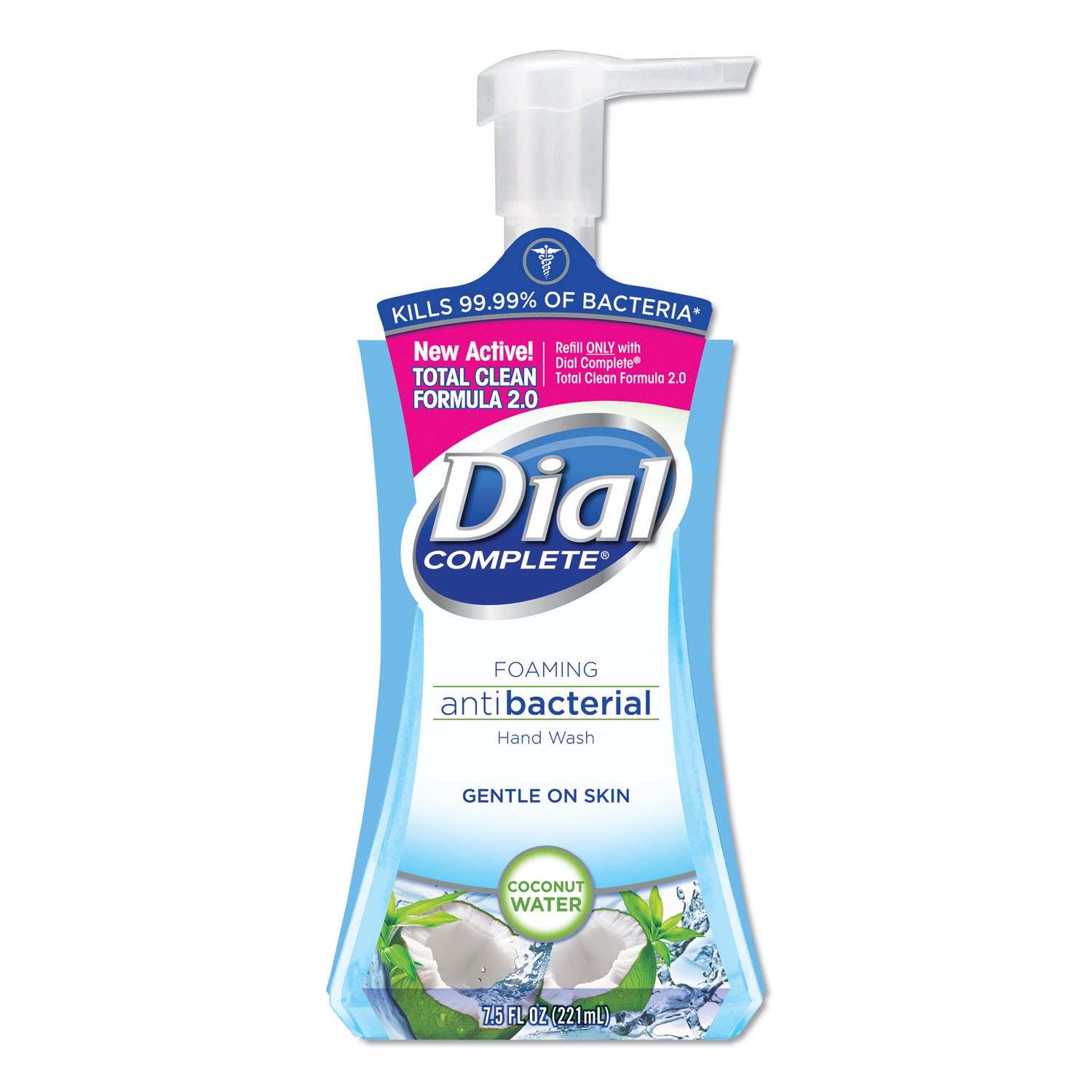  Dial DIA 09316 Antibacterial Foaming Hand Wash, Coconut Waters, 7.5 oz Pump Bottle, 8/Carton (DIA09316CT) 