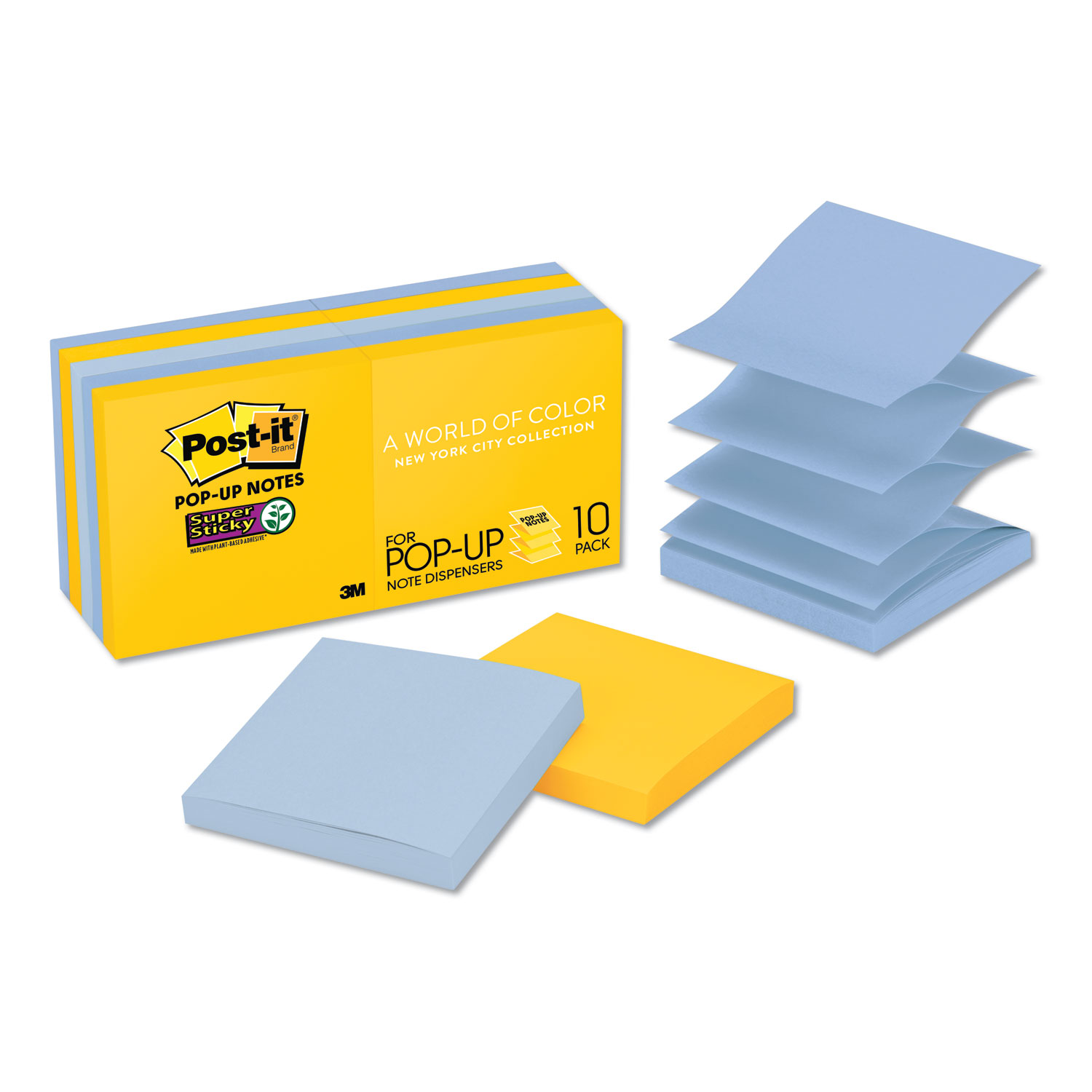  Post-it Pop-up Notes Super Sticky R33010SSNY Pop-up 3 x 3 Note Refill, New York, 90 Notes/Pad, 10 Pads/Pack (MMMR33010SSNY) 