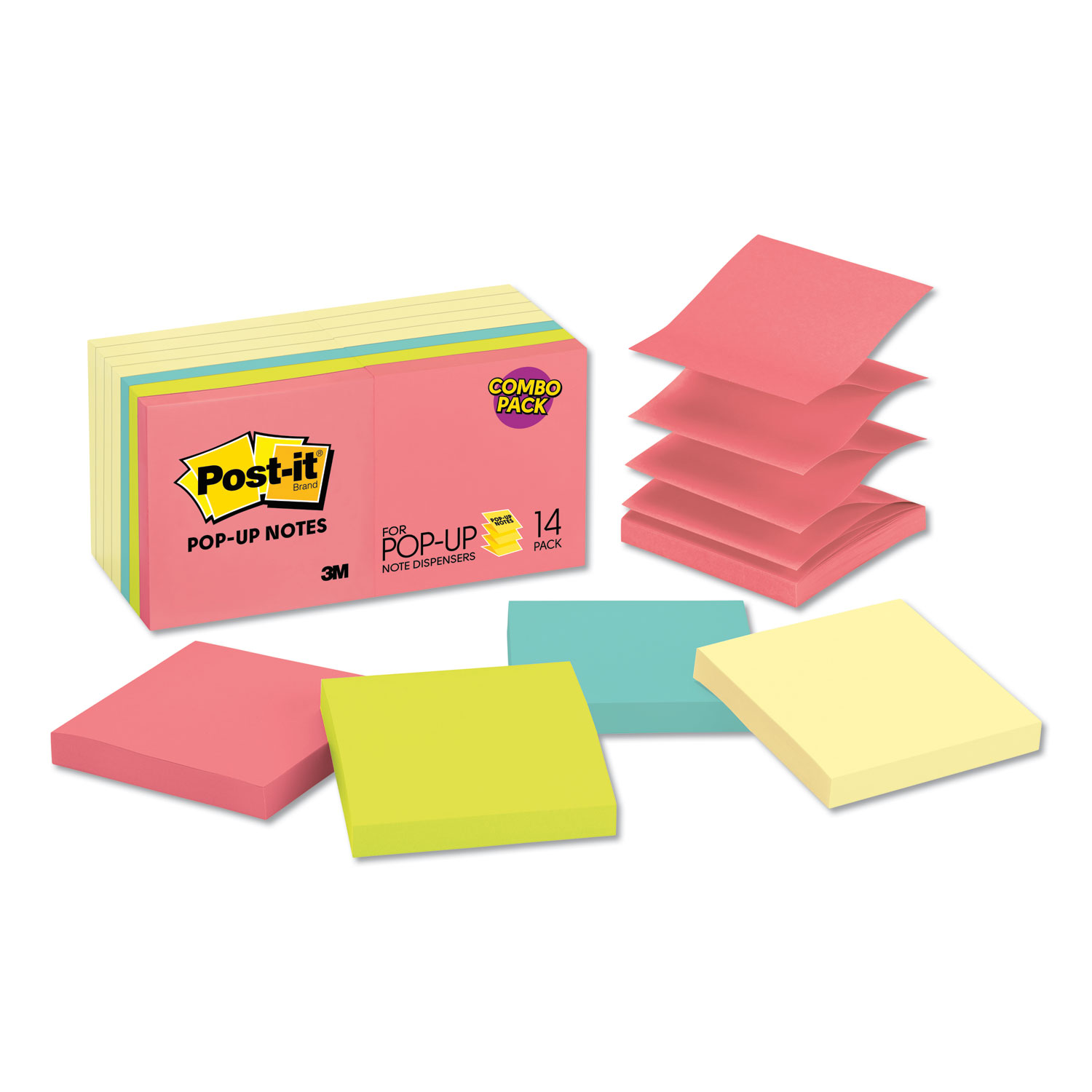  Post-it Pop-up Notes R330-14YWM Original Pop-up Notes Value Pack, 3 x 3, Canary Yellow/Cape Town, 100-Sheet (MMMR33014YWM) 