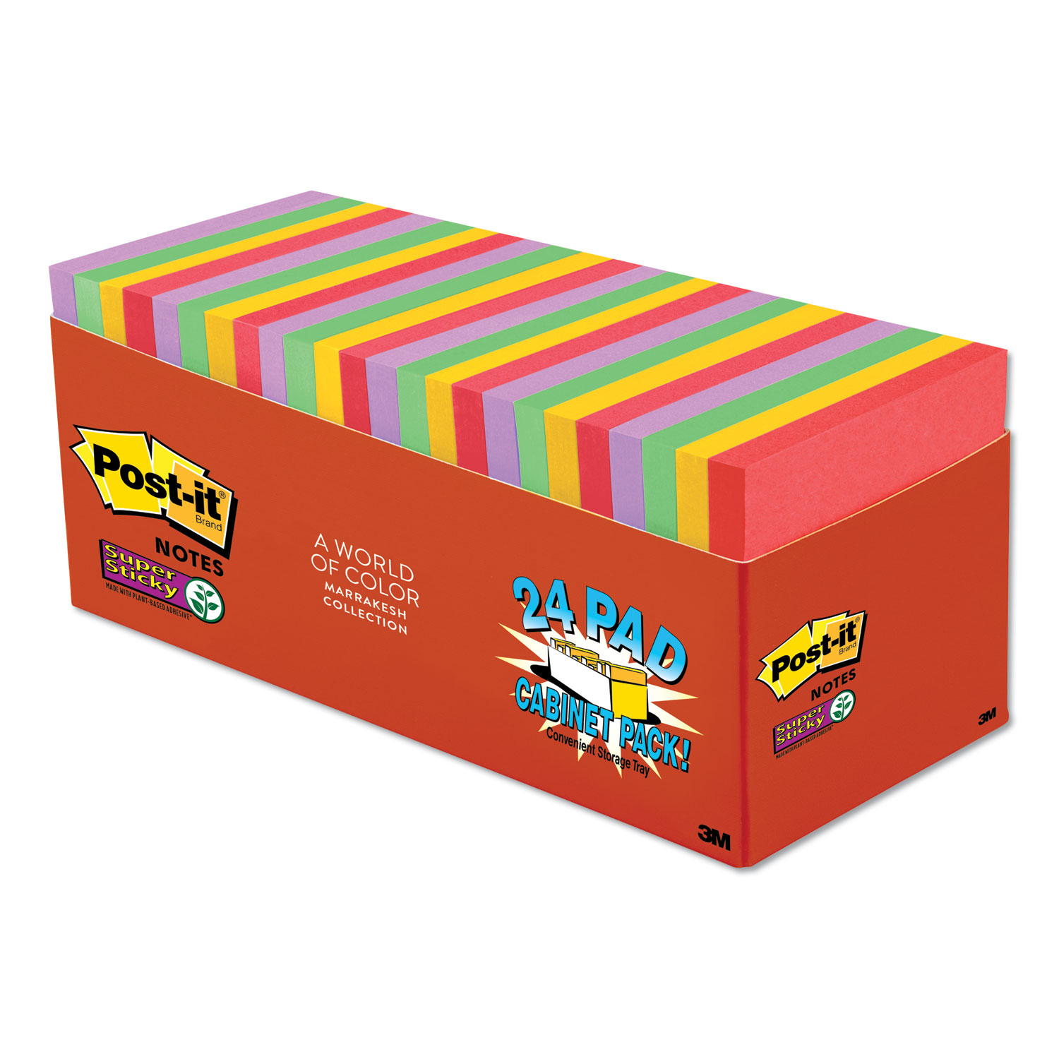  Post-it Notes Super Sticky 654-24SSAN-CP Pads in Marrakesh Colors, 3 x 3, 70-Sheet, 24/Pack (MMM65424SSANCP) 