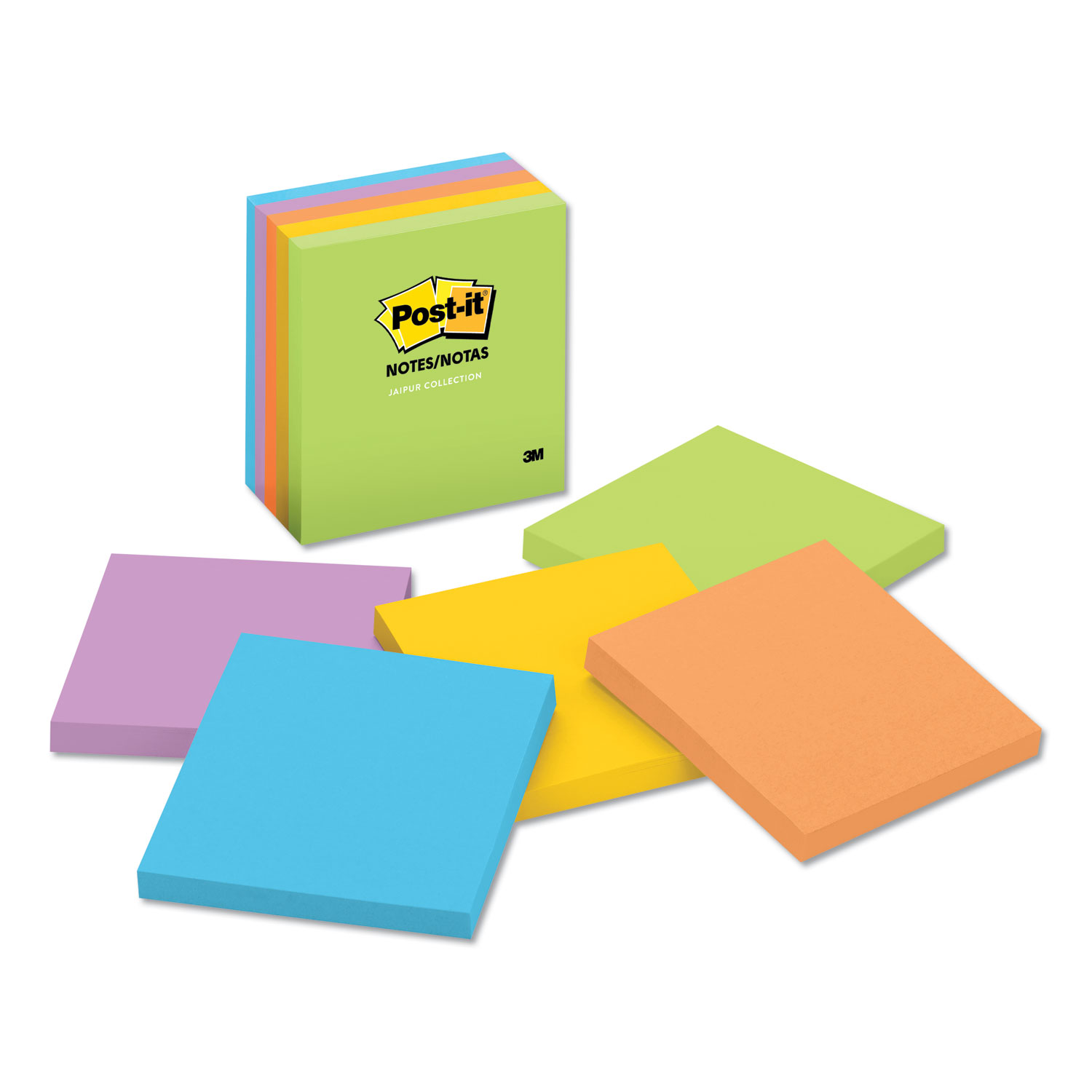  Post-it Notes 654-5UC Original Pads in Jaipur Colors, 3 x 3, 100-Sheet, 5/Pack (MMM6545UC) 