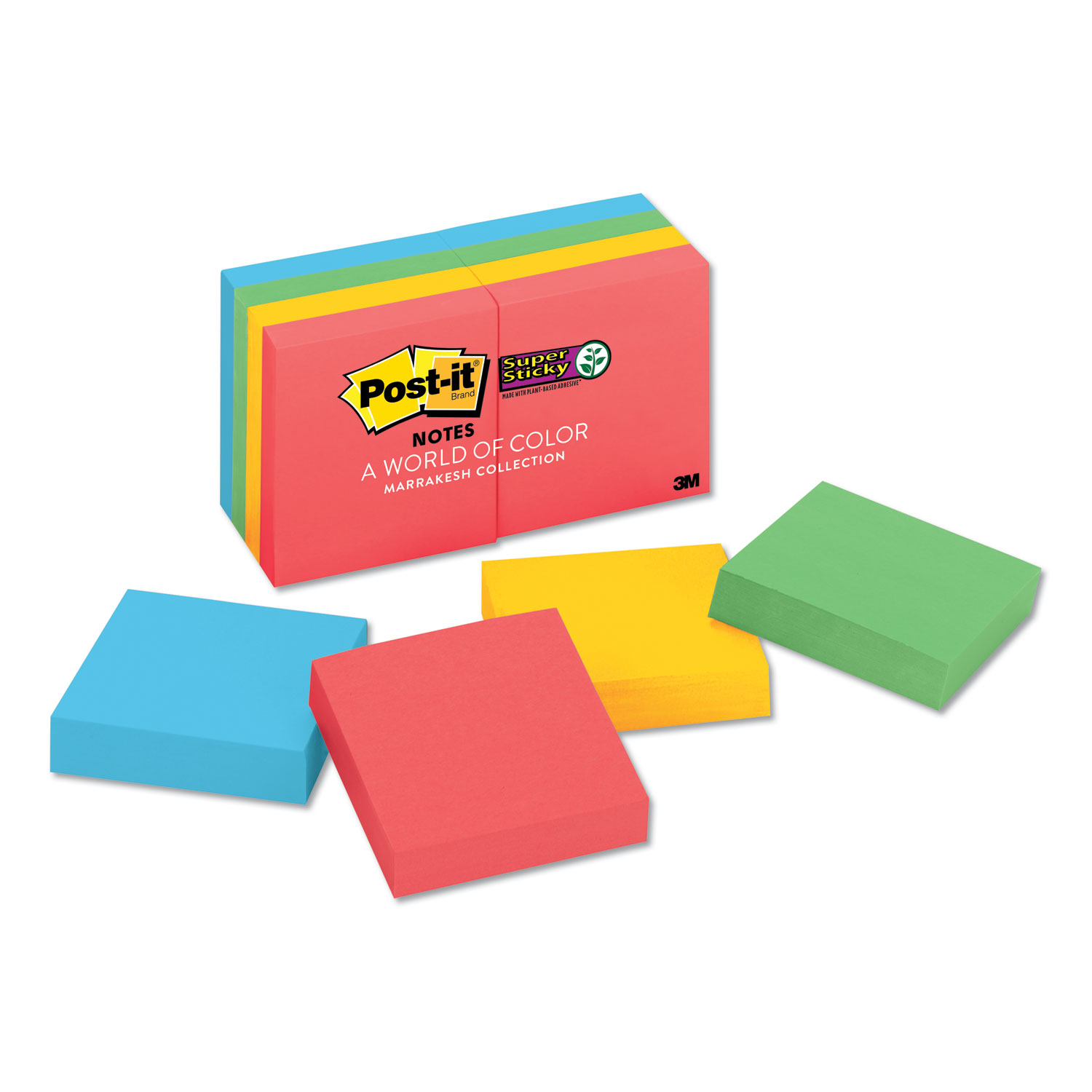  Post-it Notes Super Sticky 622-8SSAN Pads in Marrakesh Colors, 2 x 2, 90-Sheet, 8/Pack (MMM6228SSAN) 