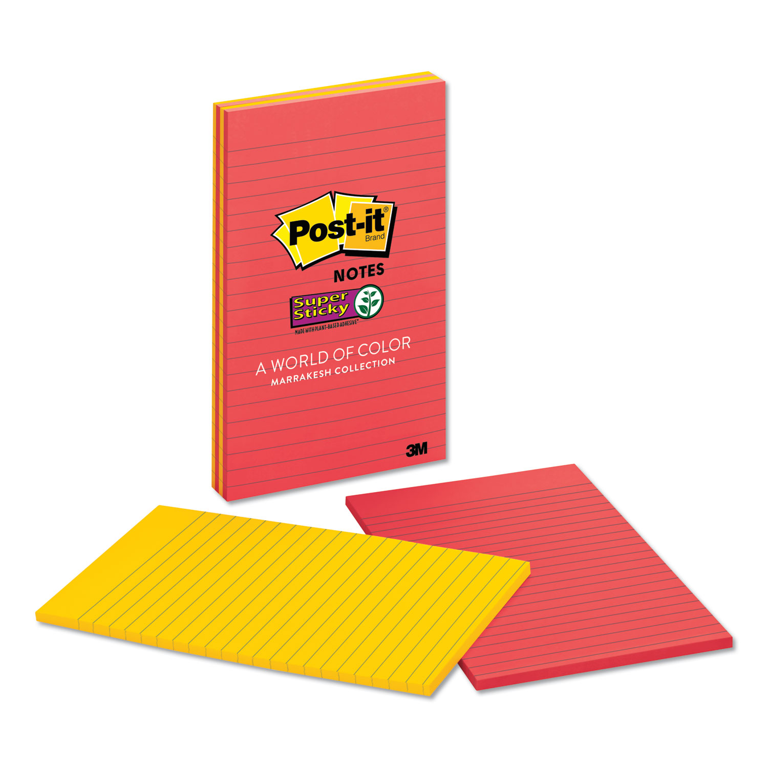  Post-it Notes Super Sticky 5845-SSAN Pads in Marrakesh Colors, Lined, 5 x 8, 45-Sheet, 4/Pack (MMM5845SSAN) 