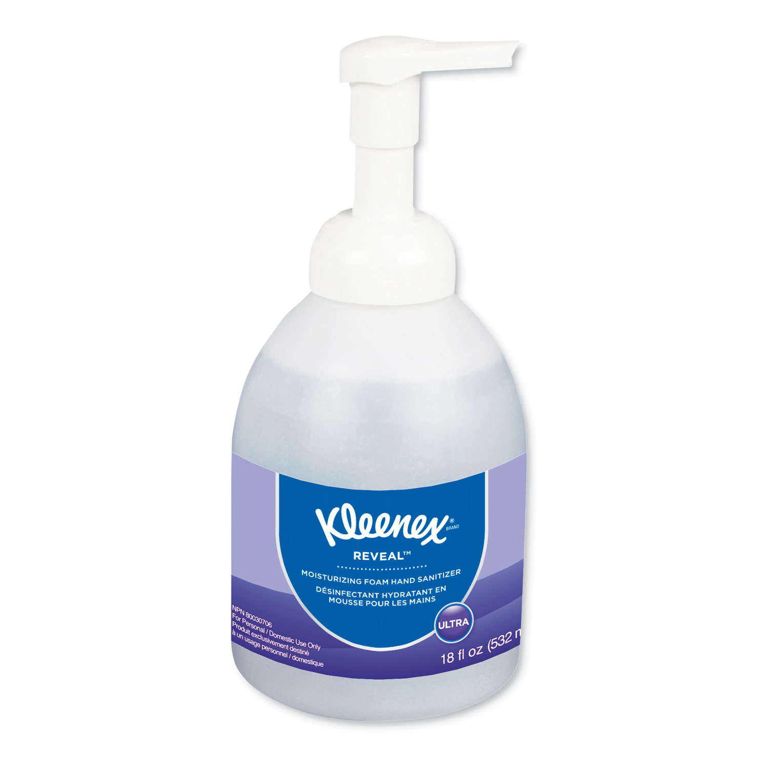  Kleenex 45826EA Reveal Ultra Moisturizing Foam Hand Sanitizer, 18 oz Bottle, Clear (KCC45826EA) 