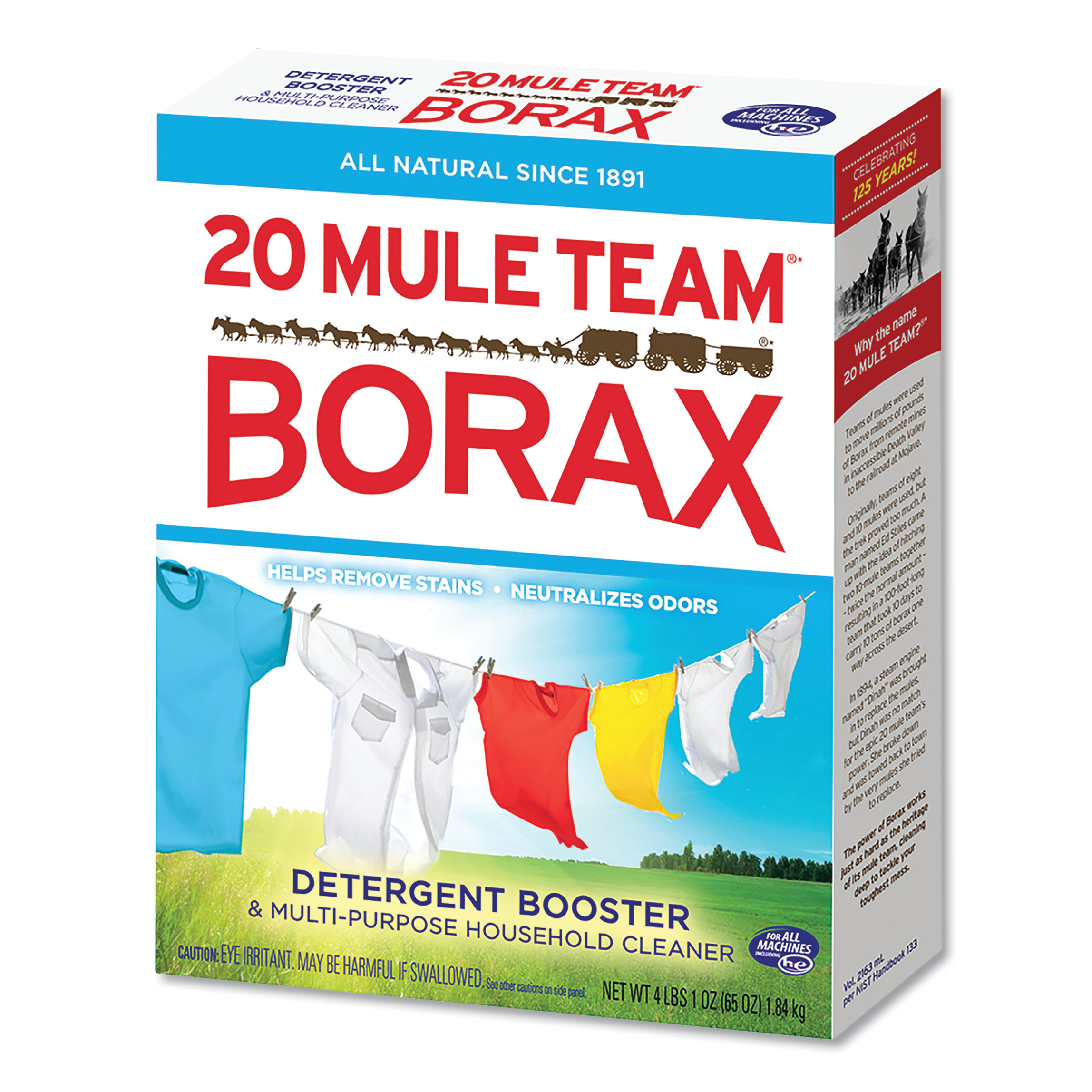  Dial DIA 00201 20 Mule Team Borax Laundry Booster, Powder, 4 lb Box, 6 Boxes/Carton (DIA00201) 