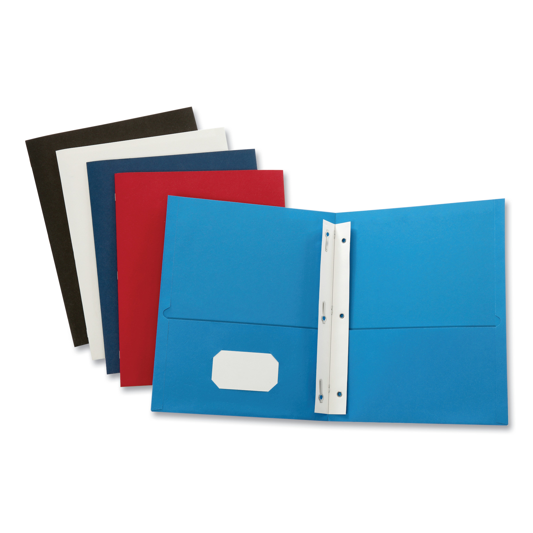  Oxford 57770 Leatherette Two Pocket Portfolio with Fasteners, 8 1/2 x 11, Assorted, 10/PK (OXF57770) 