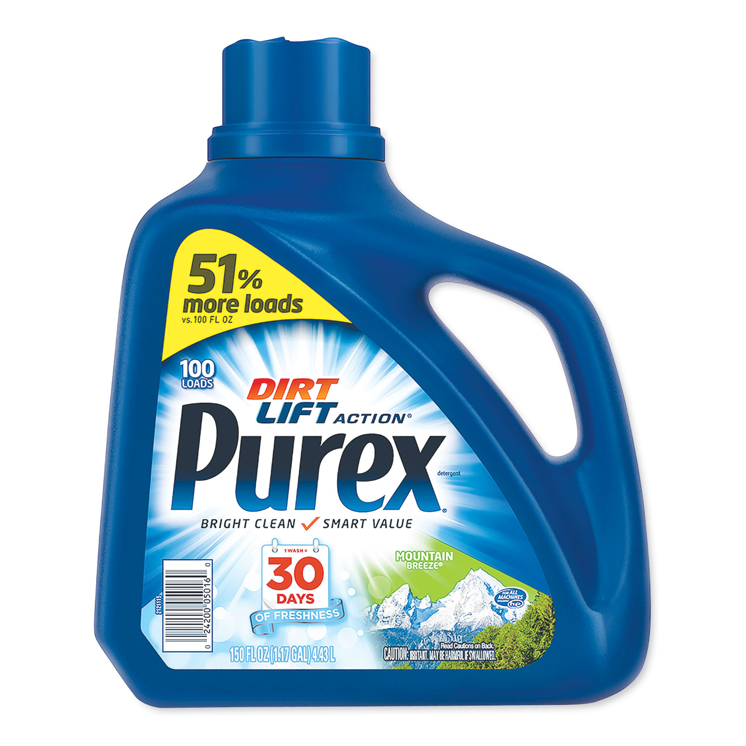  Purex 2420005016 Liquid Laundry Detergent, Mountain Breeze, 150 oz, Bottle (DIA05016) 