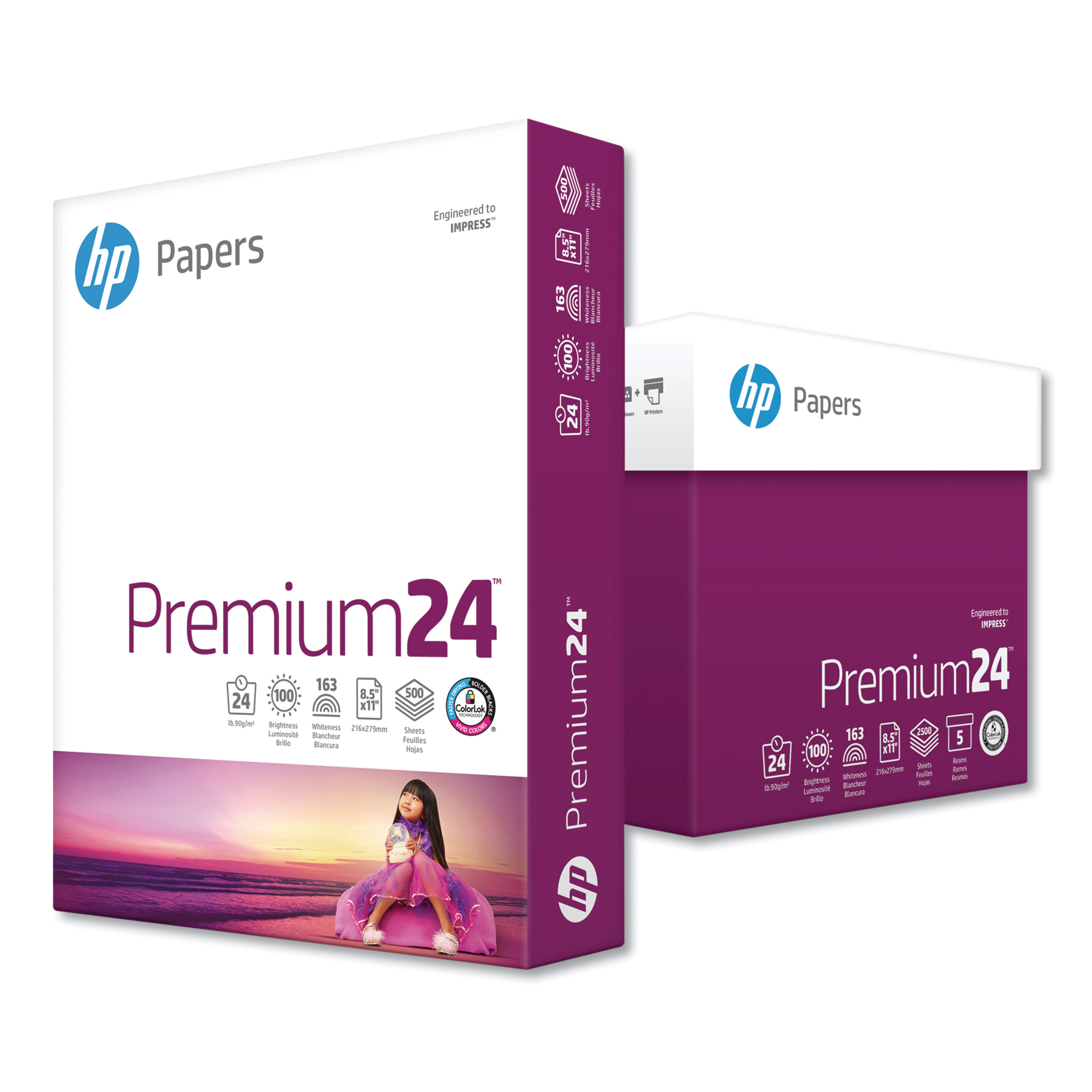  HP Papers 11530-0 Premium24 Paper, 98 Bright, 24lb, 8.5 x 11, Ultra White, 500 Sheets/Ream, 5 Reams/Carton (HEW115300) 