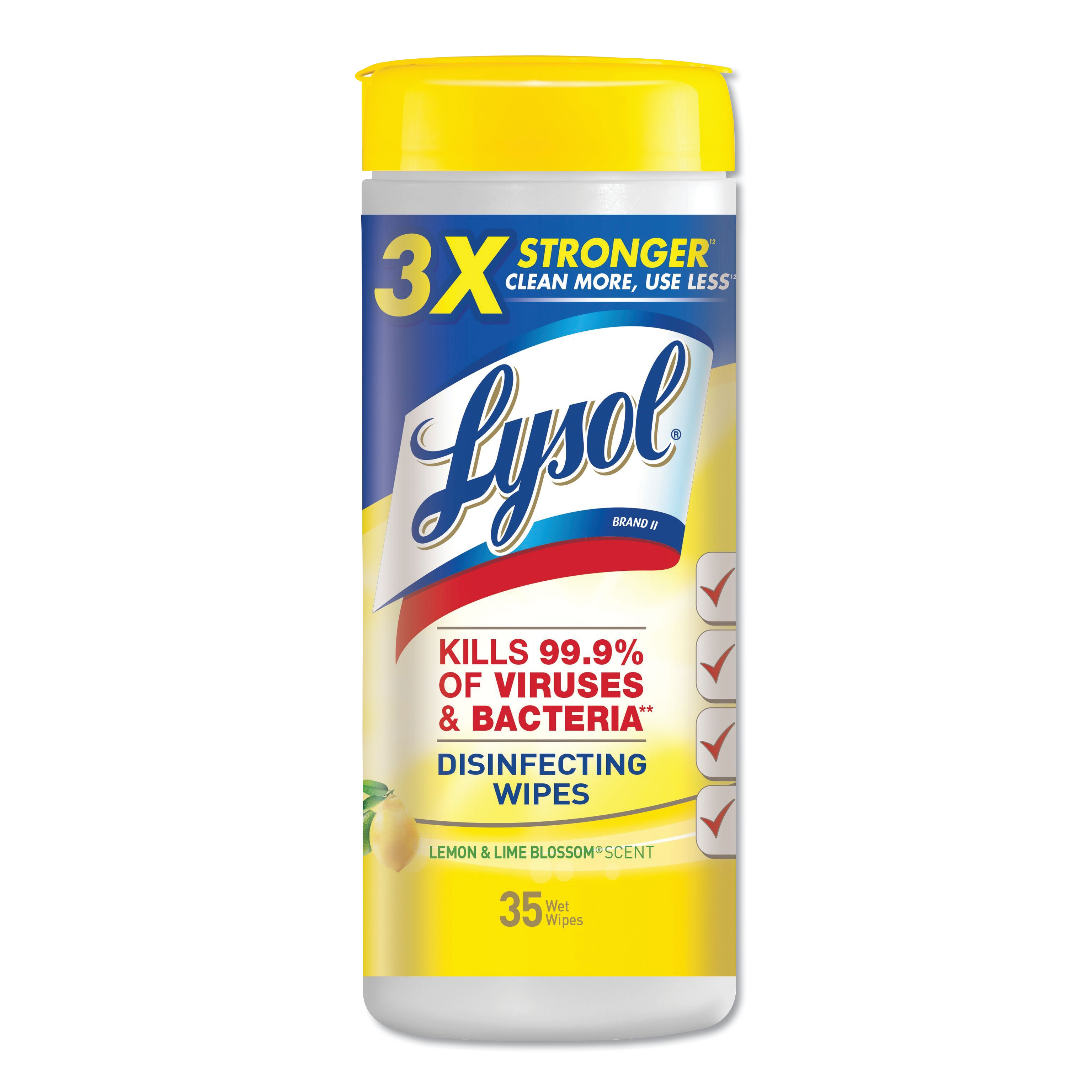  LYSOL Brand 19200-81145 Disinfecting Wipes, 7 x 8, Lemon and Lime Blossom, 35 Wipes/Canister (RAC81145) 