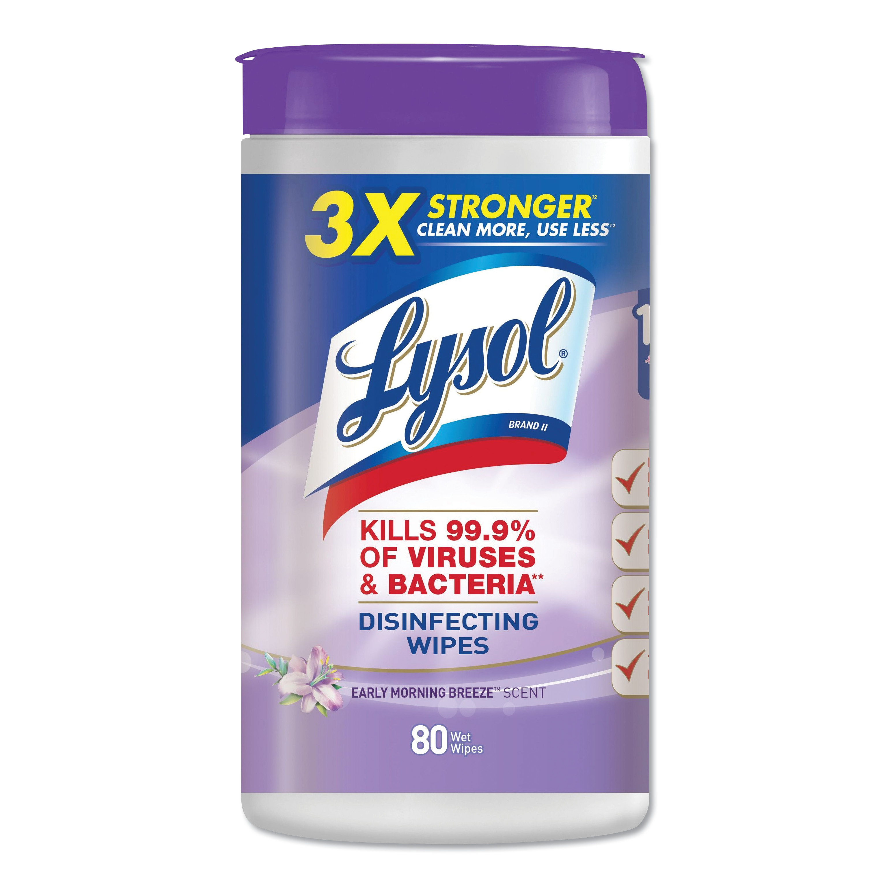  LYSOL Brand 19200-89347 Disinfecting Wipes, 7 x 8, Early Morning Breeze, 80 Wipes/Canister (RAC89347) 