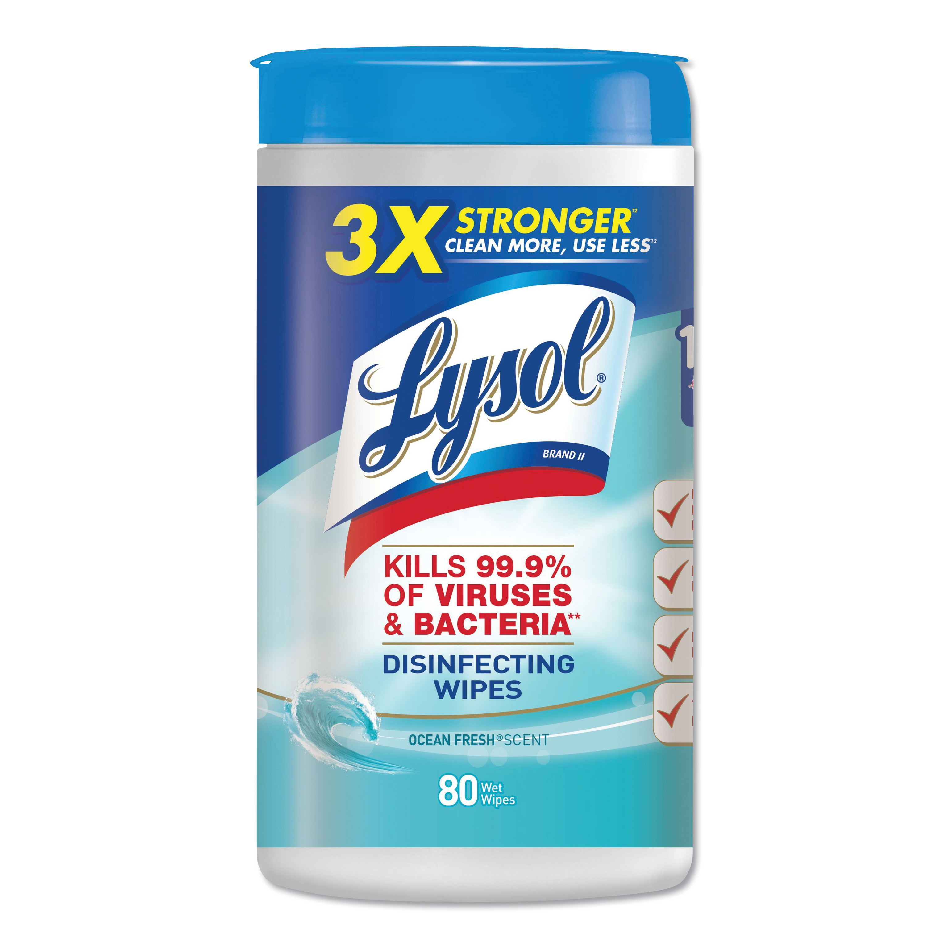  LYSOL Brand 19200-77925 Disinfecting Wipes, 7 x 8, Ocean Fresh, 80 Wipes/Canister, 6 Canisters/Carton (RAC77925CT) 
