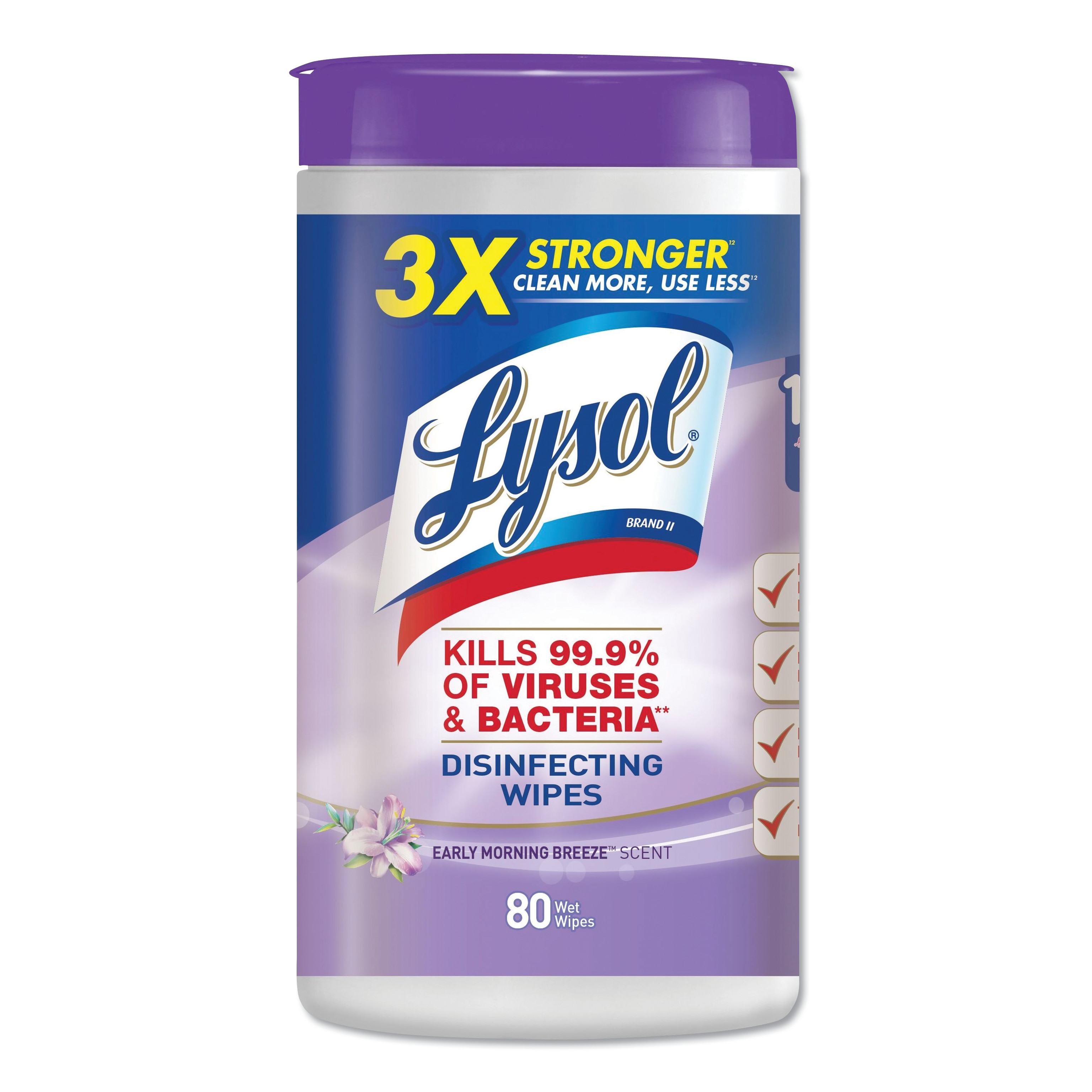  LYSOL Brand 19200-89347 Disinfecting Wipes, 7 x 8, Early Morning Breeze, 80 Wipes/Canister, 6 Canisters/Carton (RAC89347CT) 