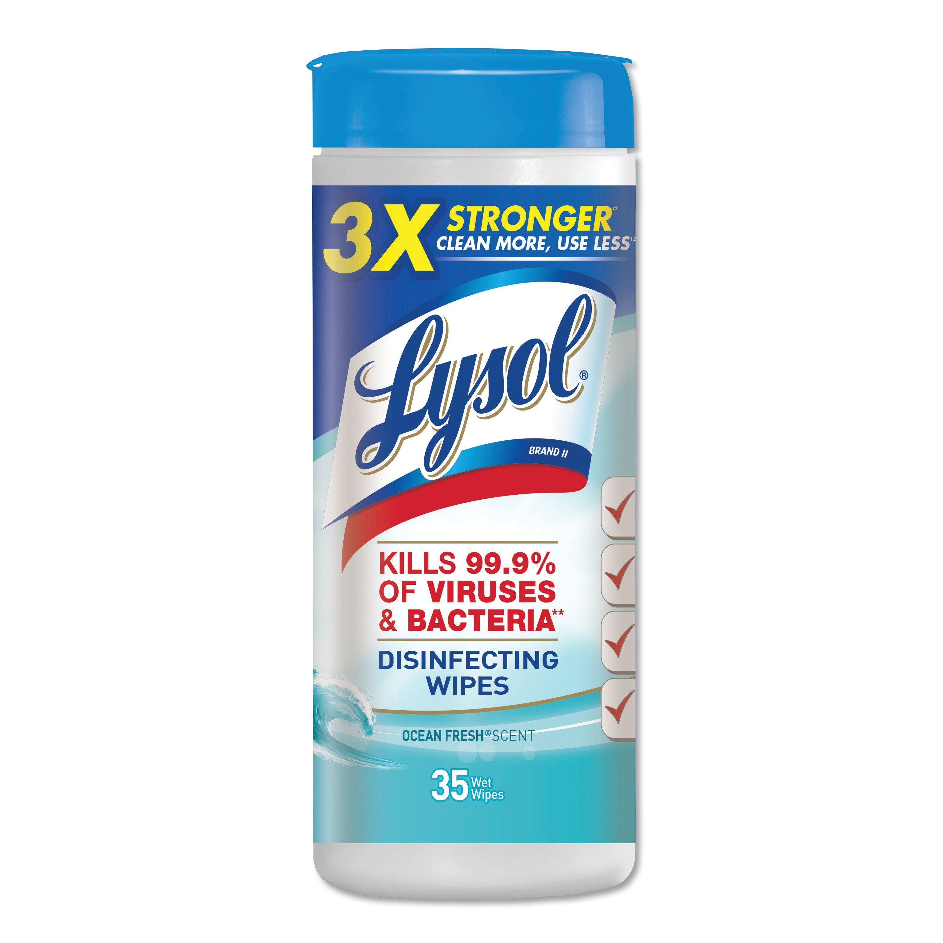  LYSOL Brand 19200-81146 Disinfecting Wipes, 7 x 8, Ocean Fresh, 35 Wipes/Canister, 12 Canisters/Carton (RAC81146) 