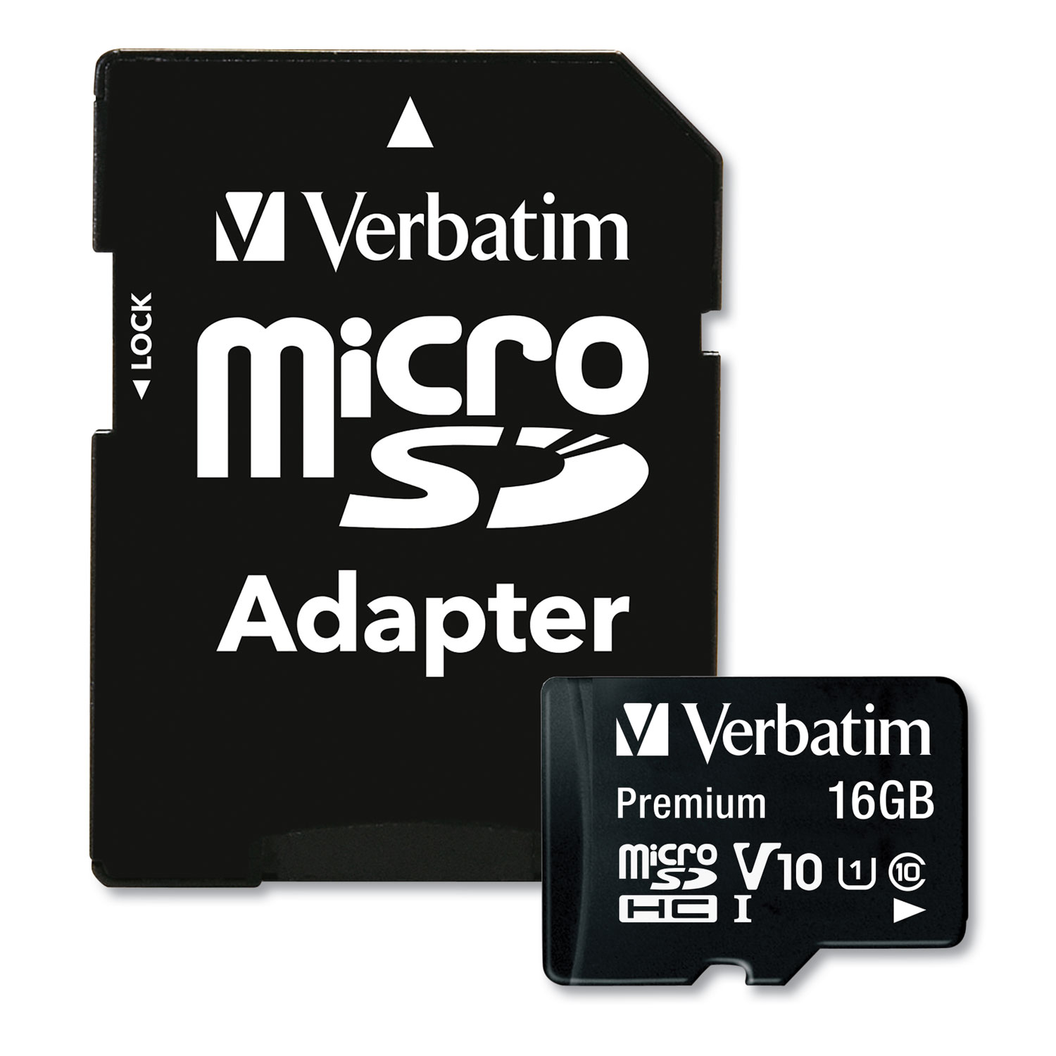  Verbatim 44082 16GB Premium microSDHC Memory Card with Adapter, Up to 80MB/s Read Speed (VER44082) 