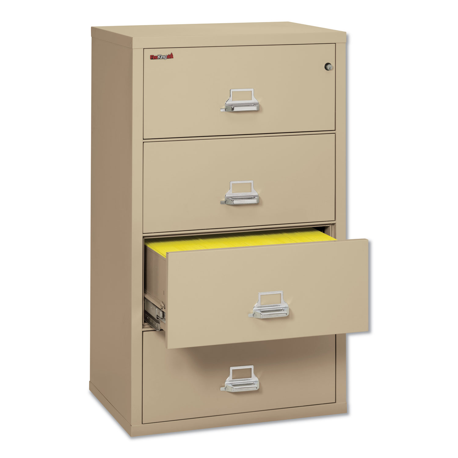  FireKing 4-3122-CPA Four-Drawer Lateral File, 31.13w x 22.13d x 52.75h, UL Listed 350°, Letter/Legal, Parchment (FIR43122CPA) 