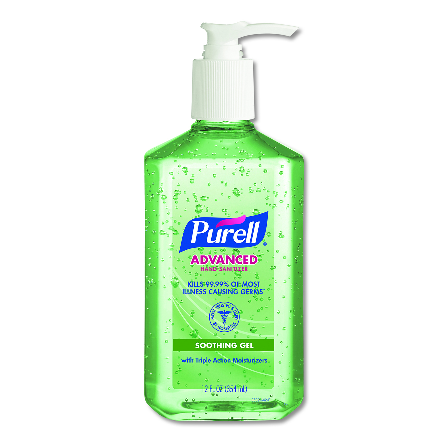  PURELL 3639-12 Advanced Hand Sanitizer Soothing Gel, Fresh Scent with Aloe and Vitamin E, 12 oz Pump Bottle, 12/Carton (GOJ363912CT) 