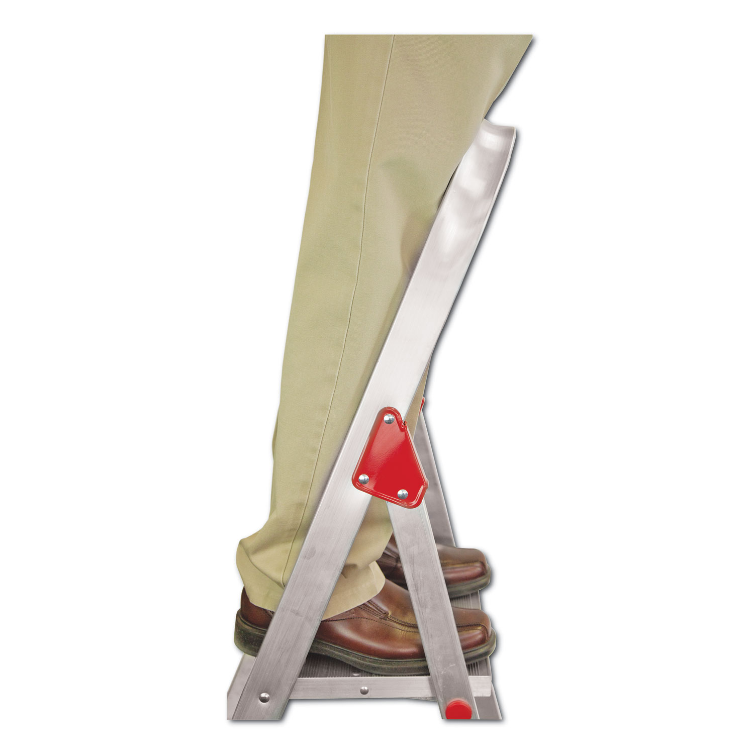#566 Folding Aluminum Euro Platform Ladder, 2-Step, Red
