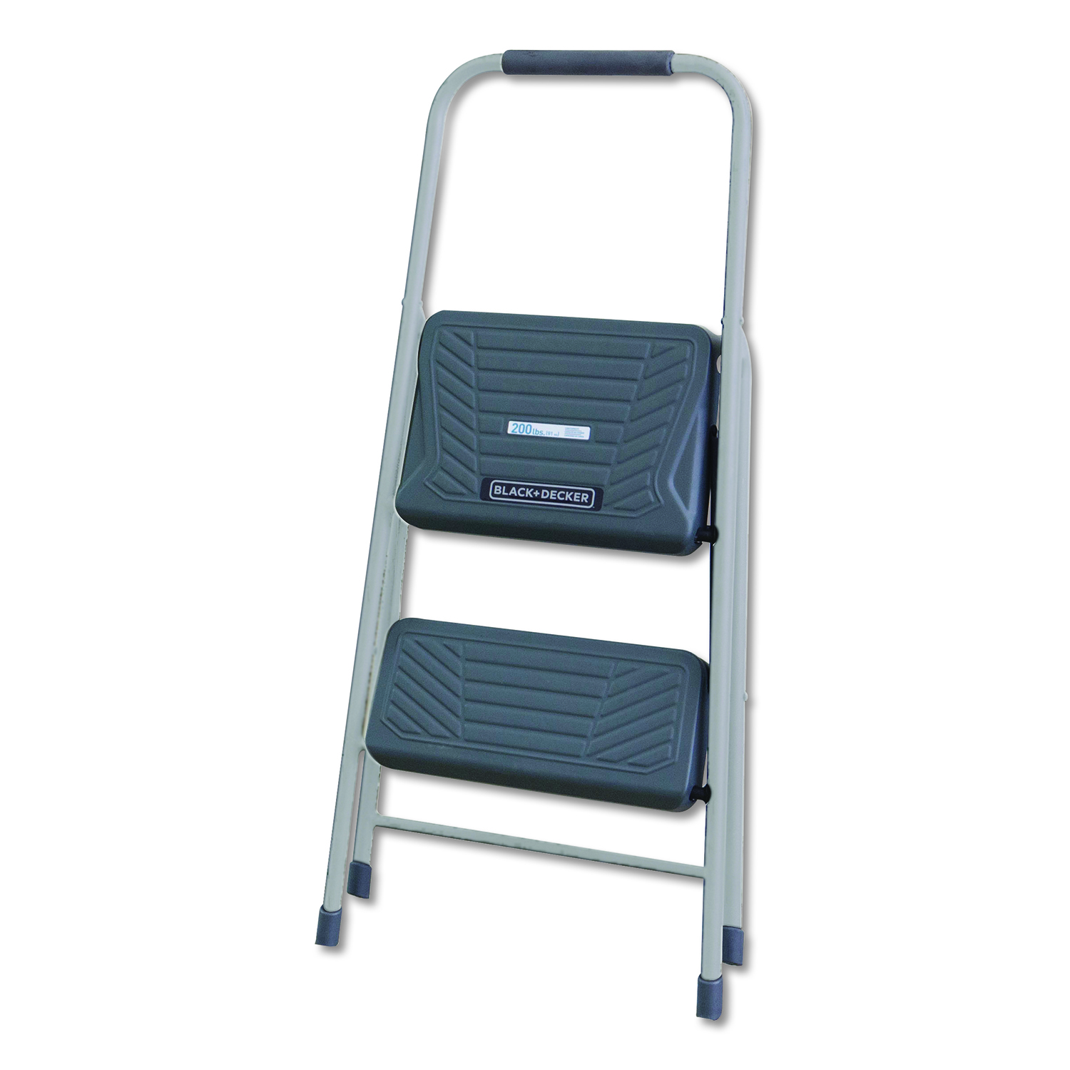 Black and Decker Steel Step Stool, Two-Step, 200 lb Cap, Gray